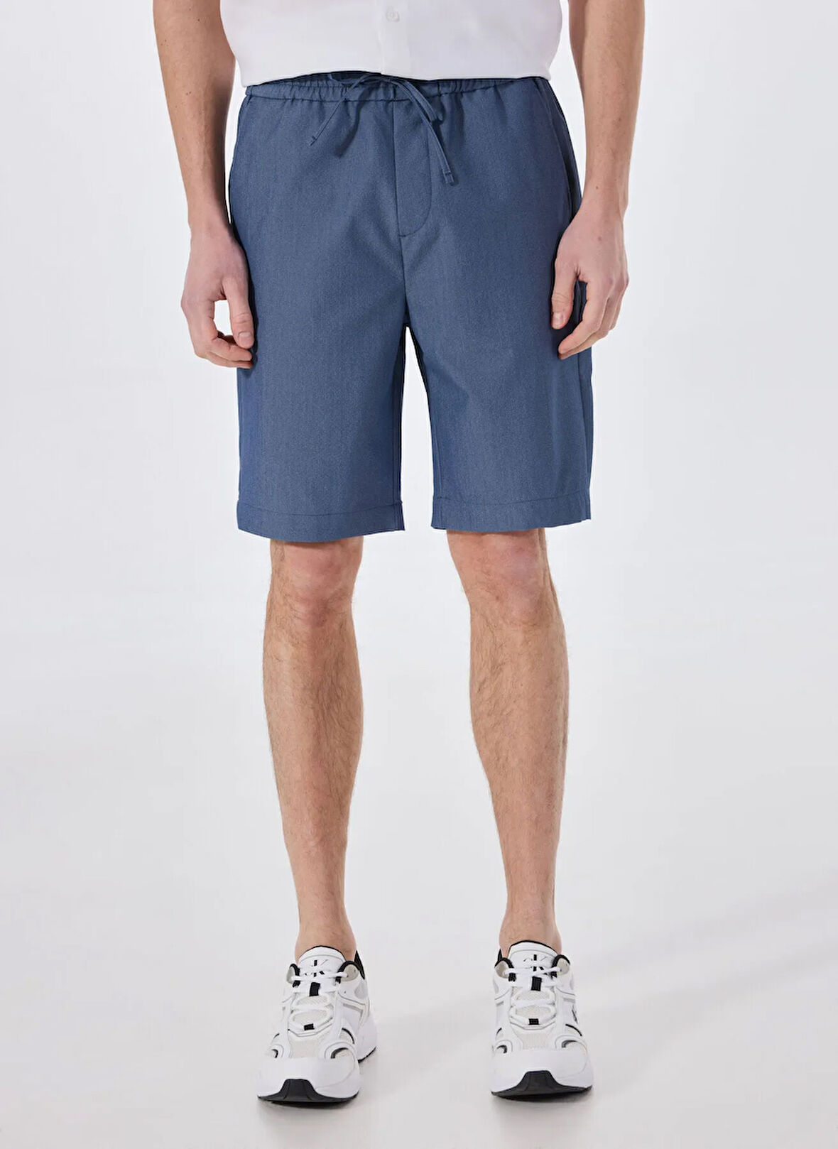 Limon Bağlamalı Bel Basic Mavi Erkek Bermuda Şort MML5SM-SHT 9534