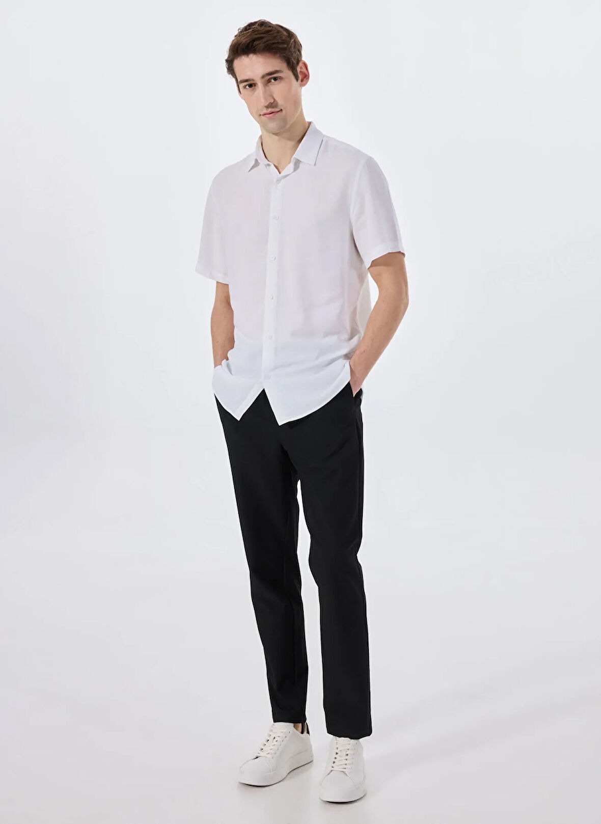Limon Bağlamalı Bel Normal Paça Siyah Erkek Chino Pantolon MML5SM-PNT 9535