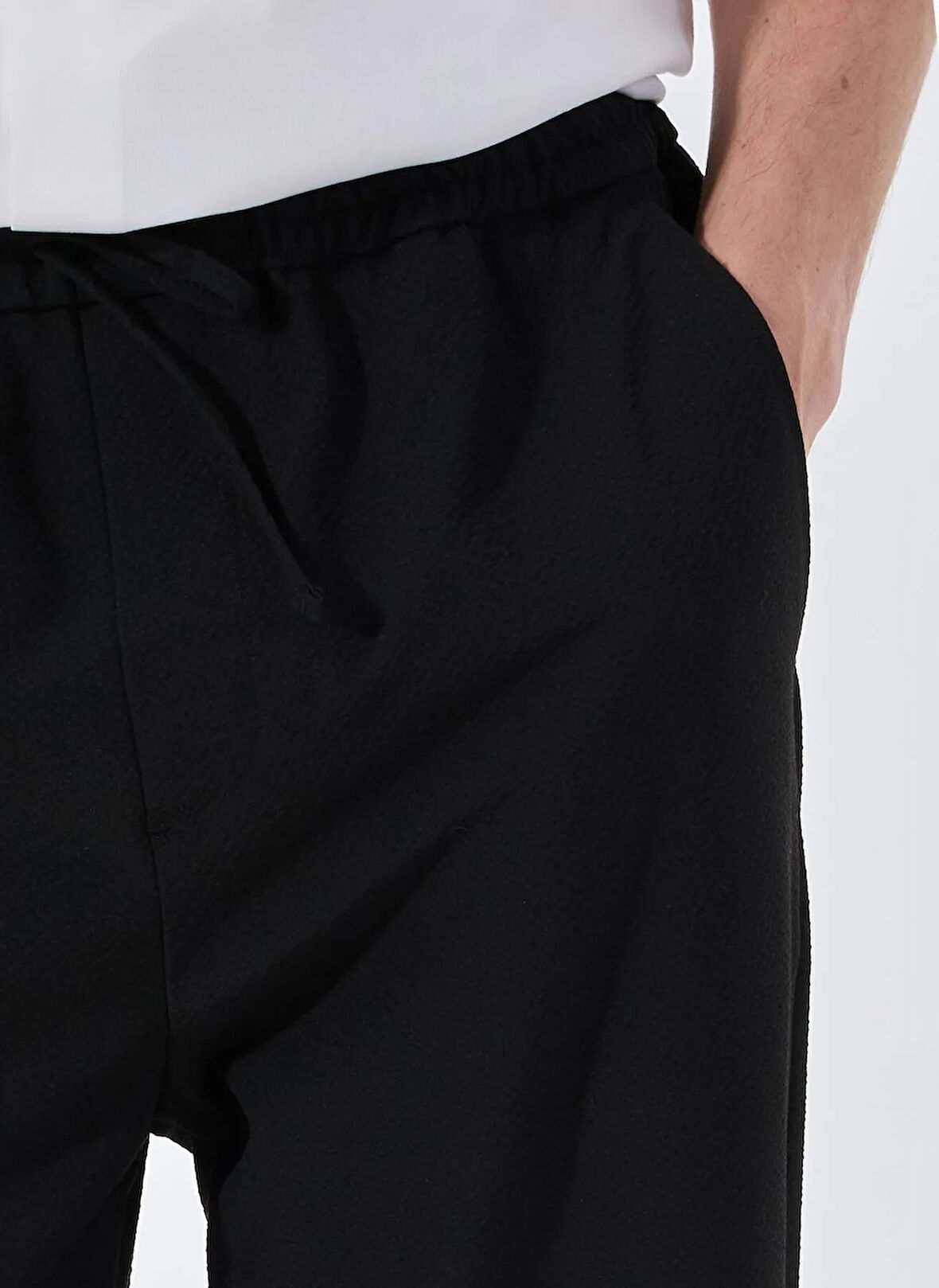 Limon Bağlamalı Bel Normal Paça Siyah Erkek Chino Pantolon MML5SM-PNT 9535