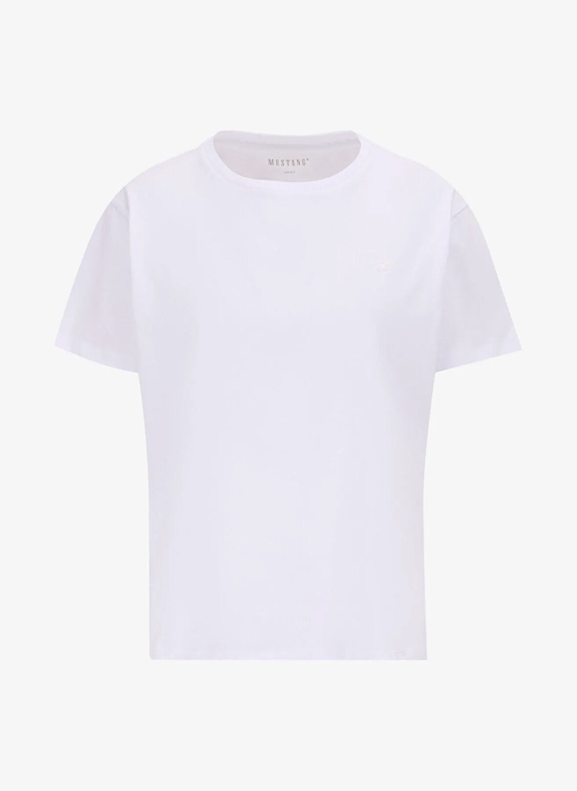 Mustang Bisiklet Yaka Düz Beyaz Kadın T-Shirt M5SL-TST1858