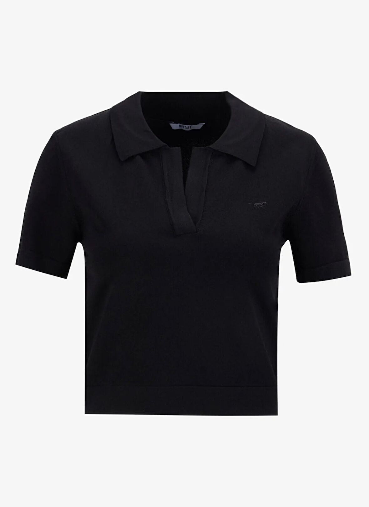 Mustang Polo Yaka Normal Nakışlı Siyah Kazak Kadın M5SL-KZK1909