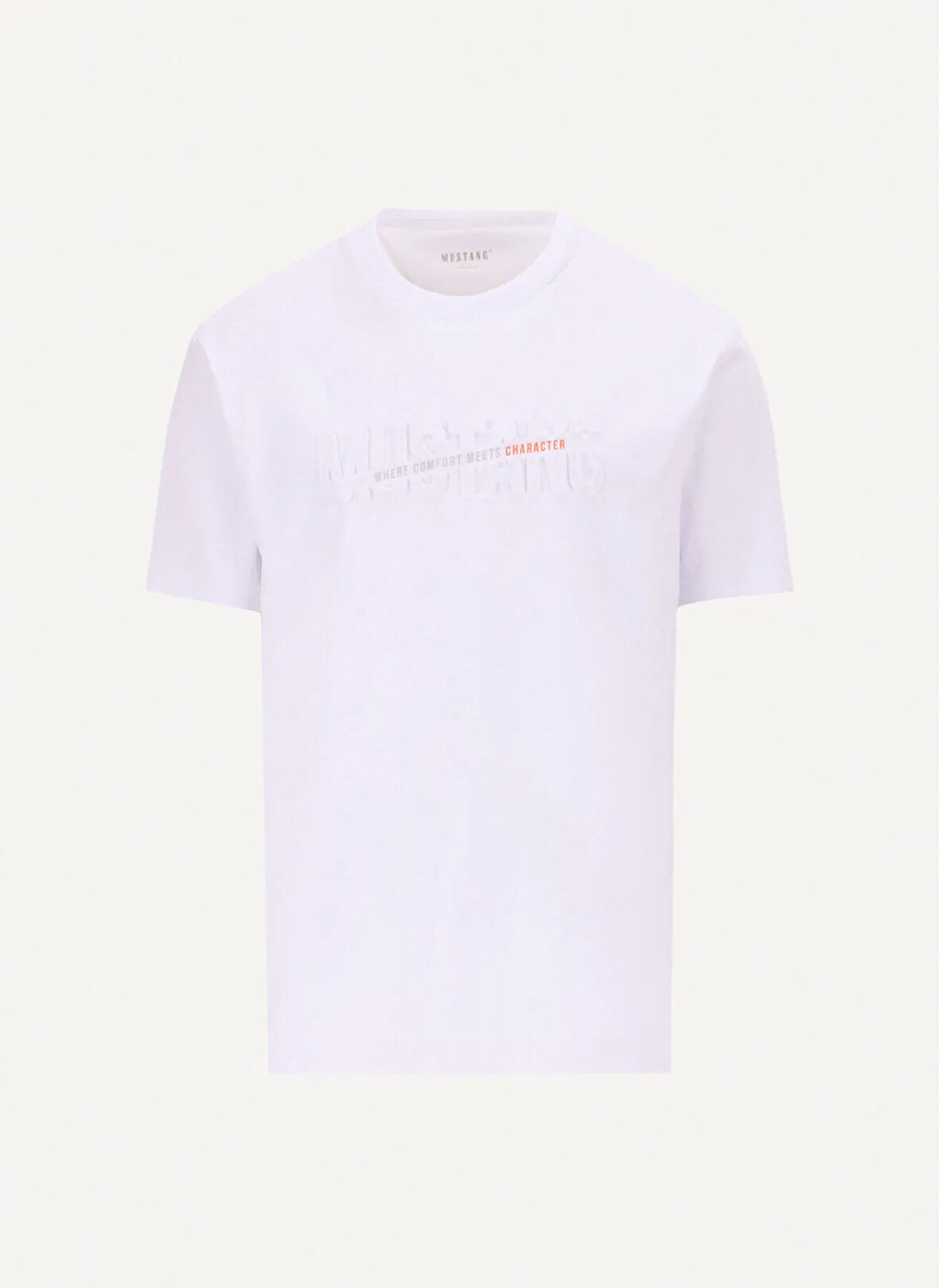 Mustang Bisiklet Yaka Baskılı Beyaz Erkek T-Shirt M5SM-TST1290