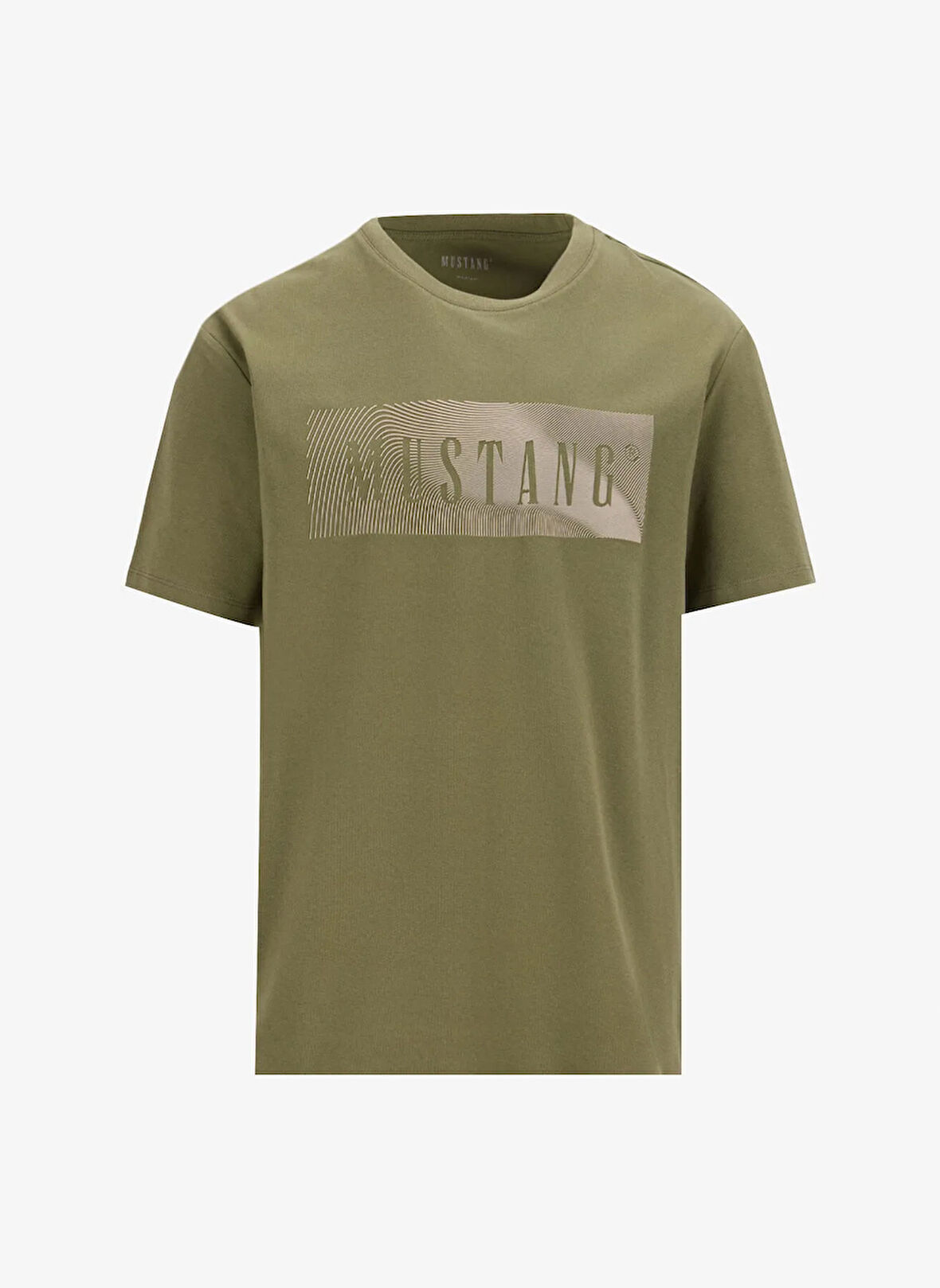 Mustang Bisiklet Yaka Baskılı Haki Erkek T-Shirt M5SM-TST1287