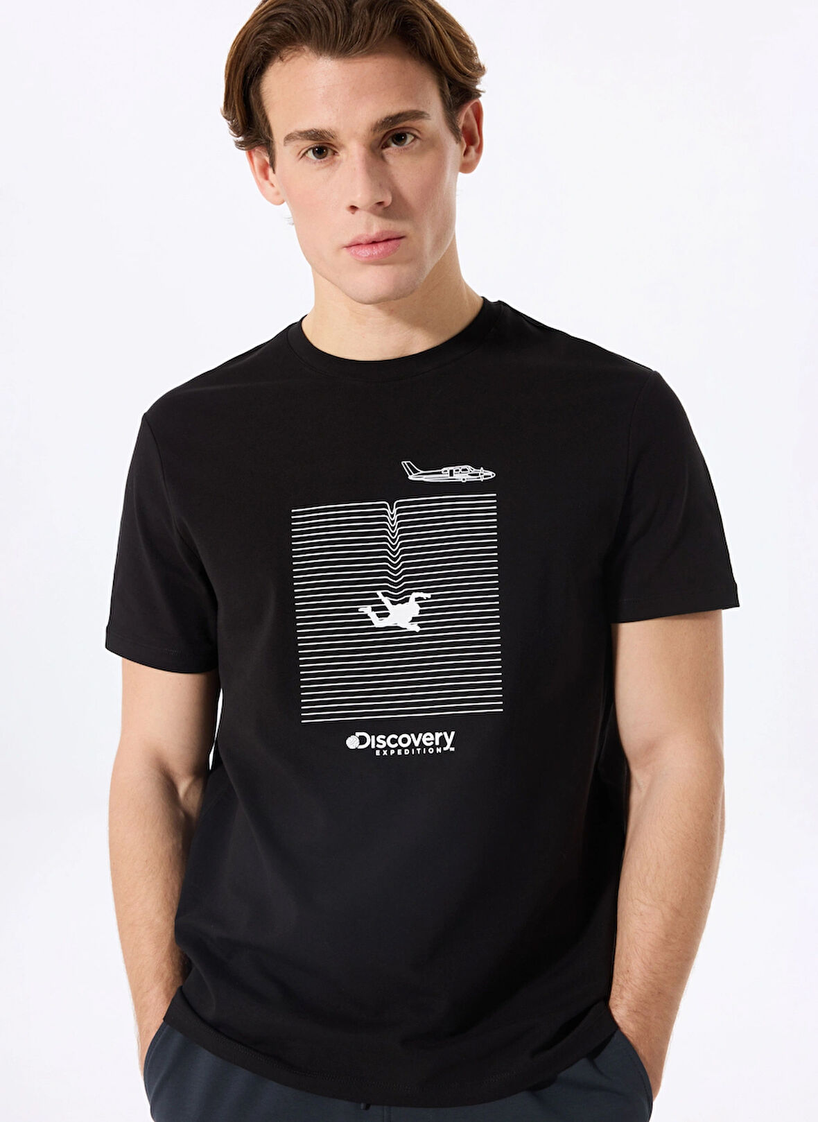 D5SM-TST3771 Siyah Bisiklet Yaka Relaxed Fit Baskılı T-Shirt