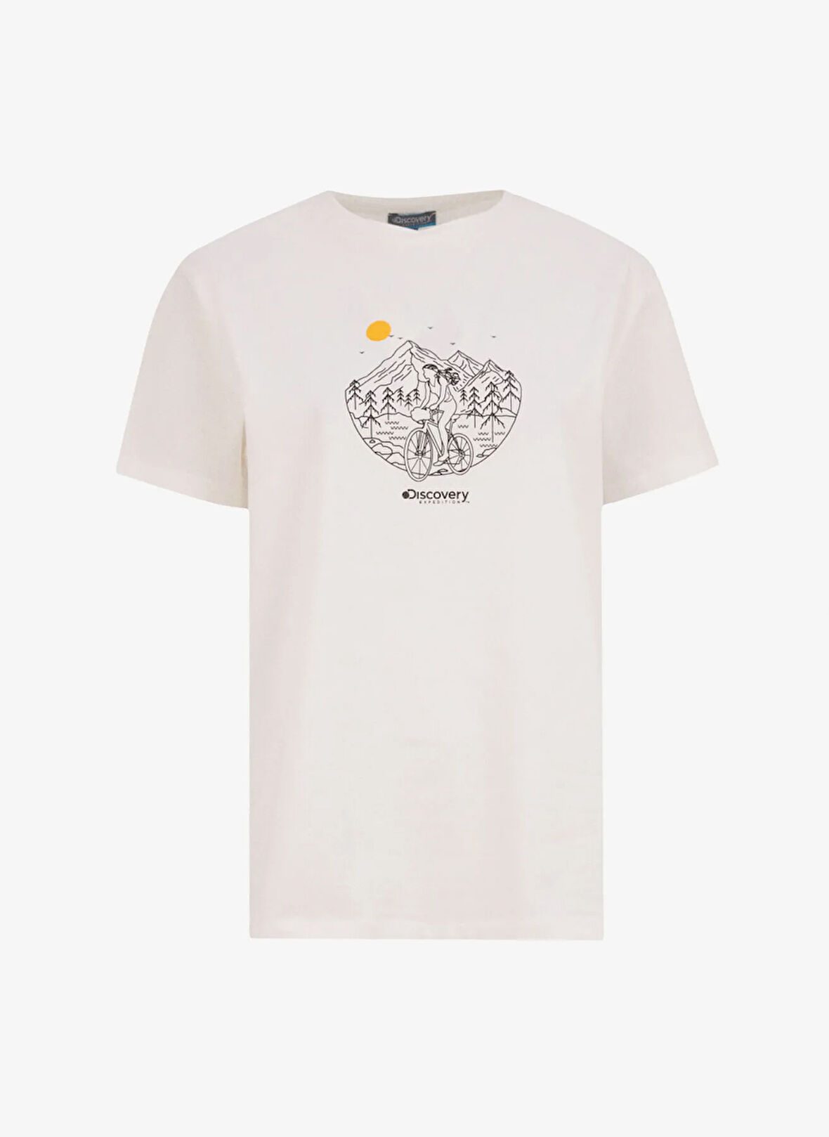 D5SL-TST3545 Beyaz Bisiklet Yaka Relaxed Fit Baskılı Kadın T-Shirt