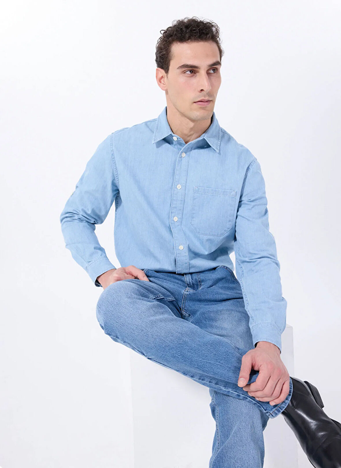 Mustang Relaxed Mavi Erkek Denim Gömlek M5SM-GML1045