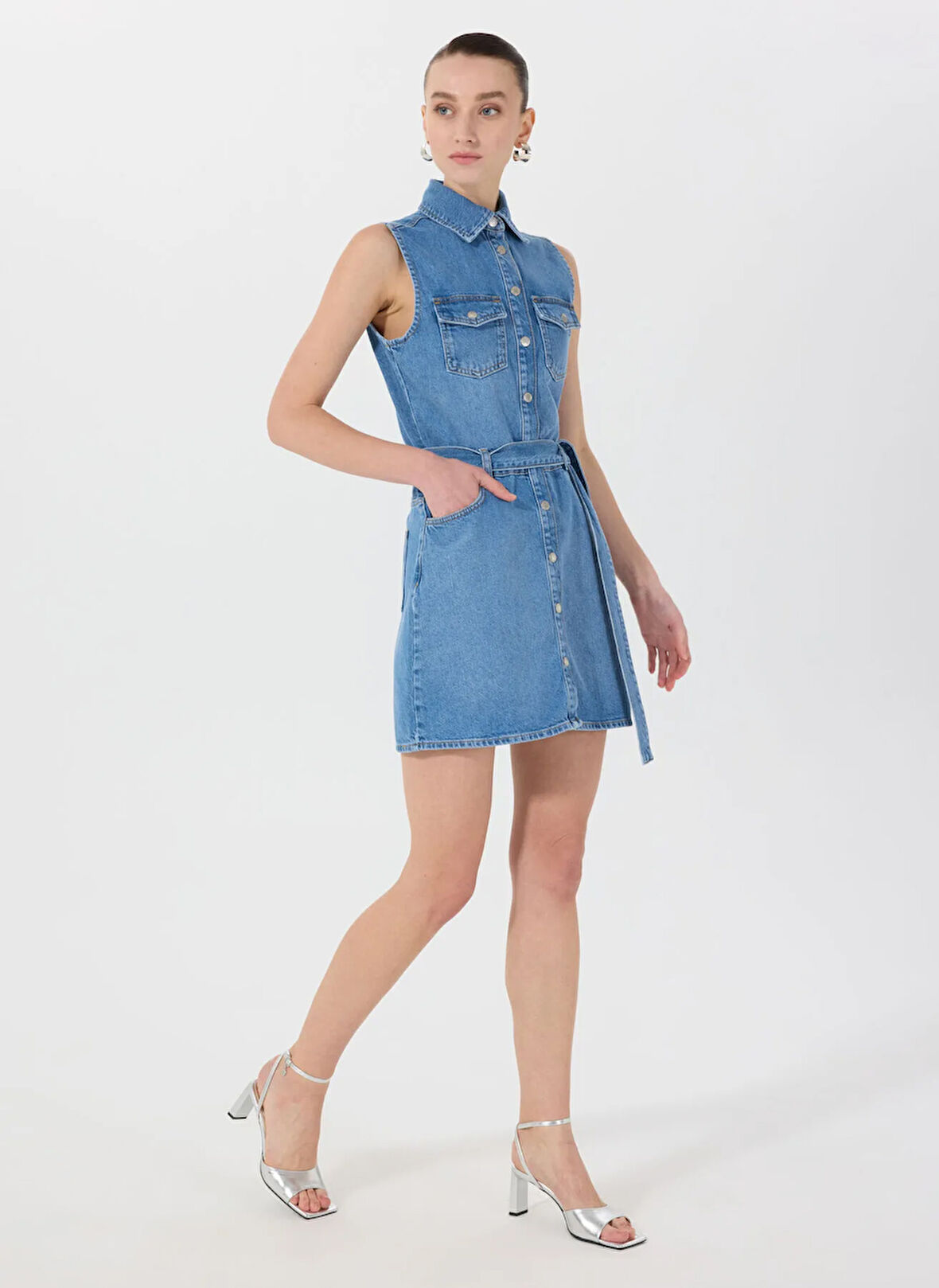 Mavi Kadın Yıkamalı Denim Elbise M5SL-ELB1359