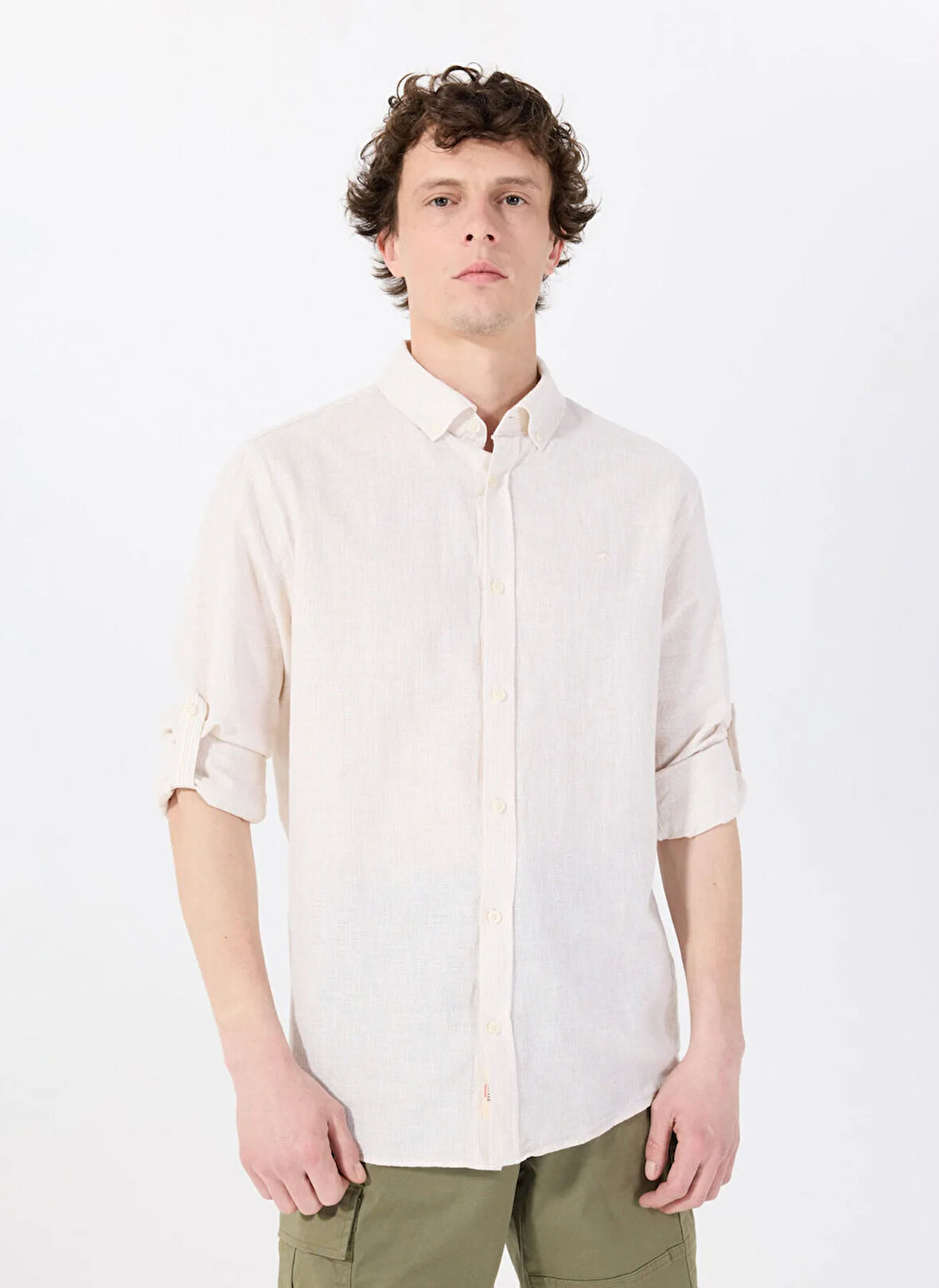 Mustang Relaxed Bej Çizgili Erkek Gömlek M5SM-GML1046