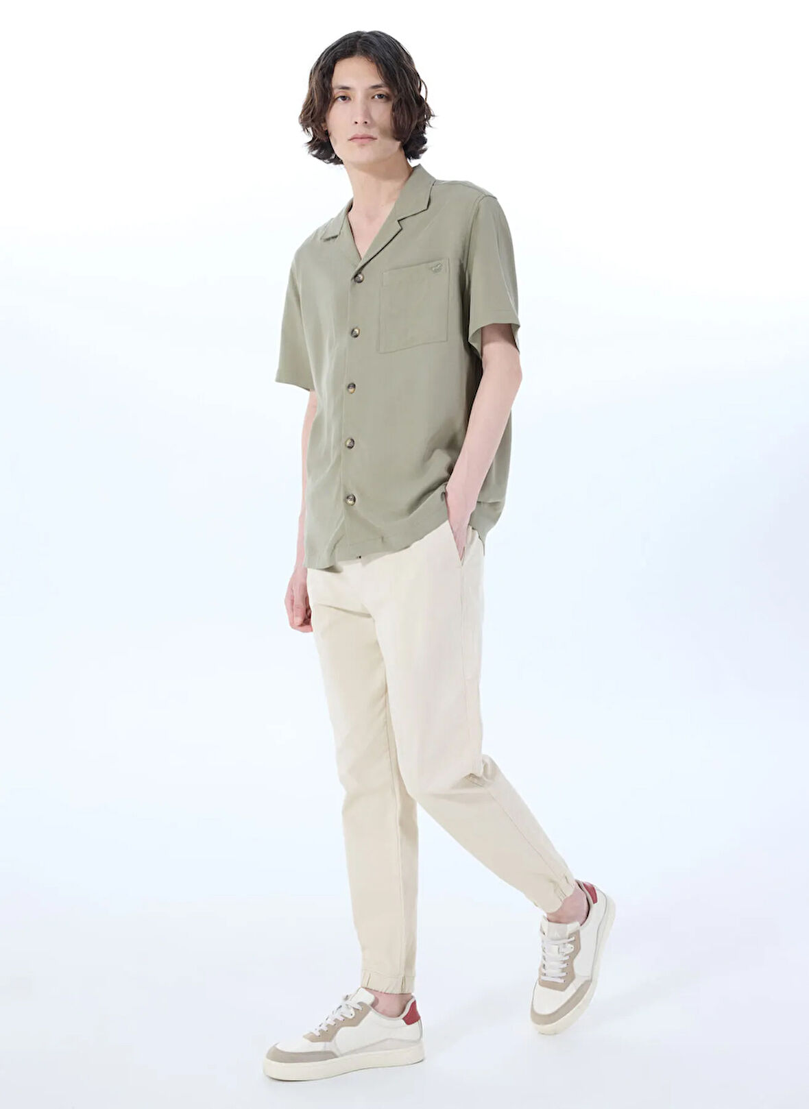 Mustang Lastikli Paça Bej Erkek Kargo Pantolon M5SM-PNT1316