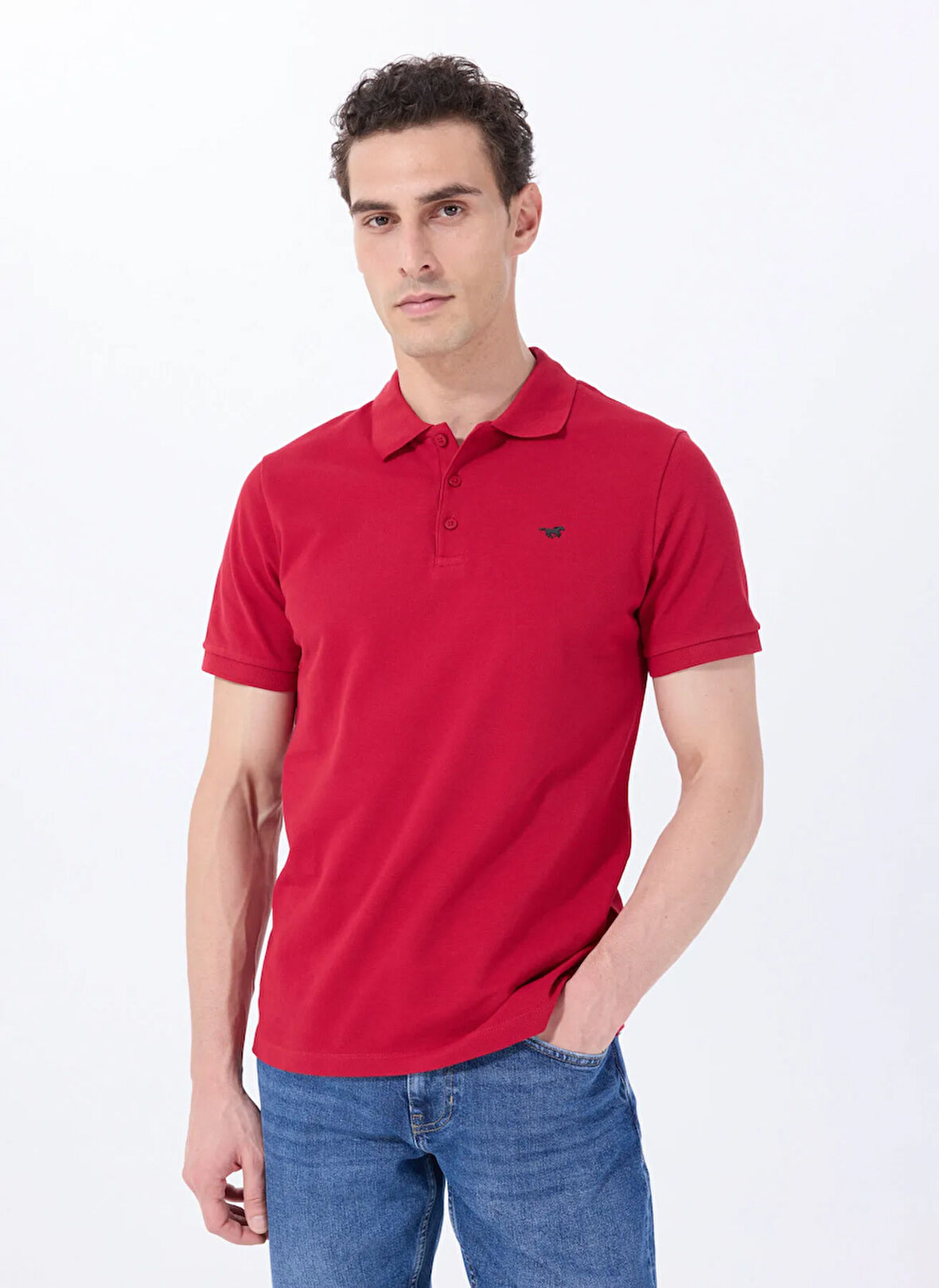 Mustang Baskılı Kırmızı Erkek Polo T-Shirt M5SM-TST1335