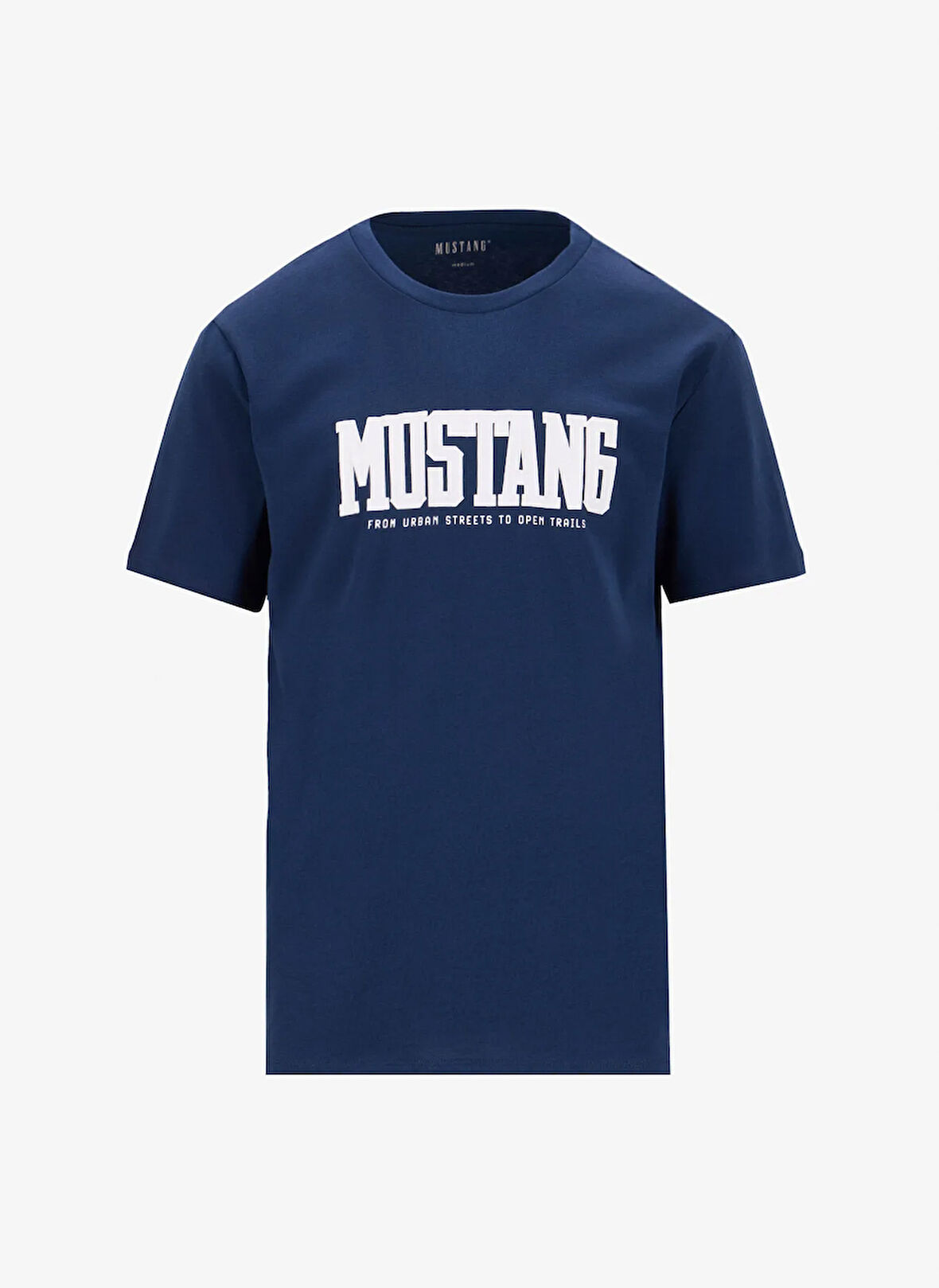 Mustang Bisiklet Yaka Baskılı Lacivert Erkek T-Shirt M5SM-TST1291