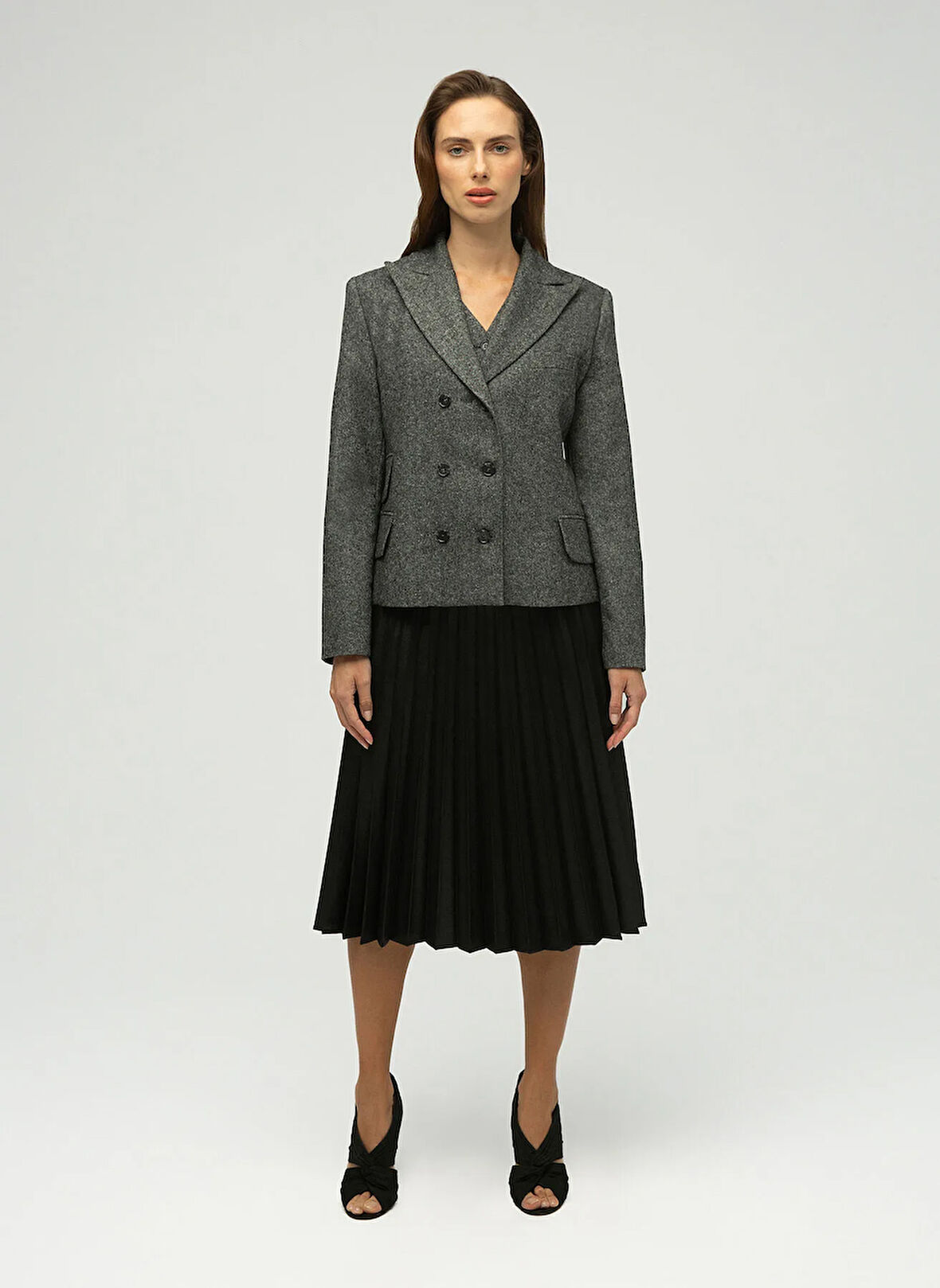 Maximus Gri Kadın Blazer Ester Yün Blazer