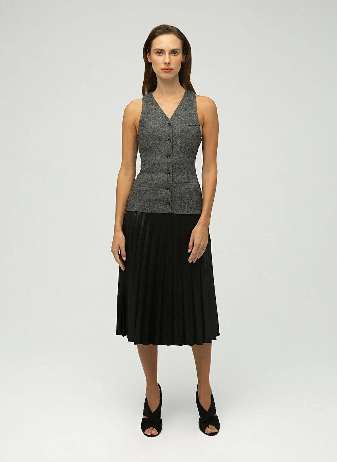 Maximus Gri Kadın Yelek Ester Yün Yelek