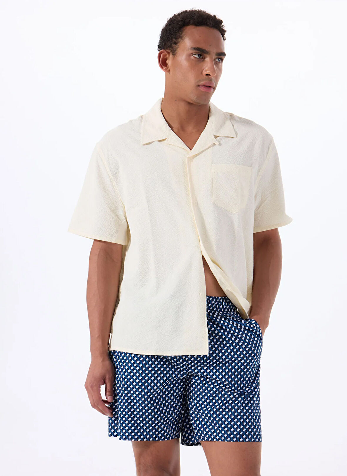 Lacivert Erkek Baskılı Şort Mayo F5SM-MYO09