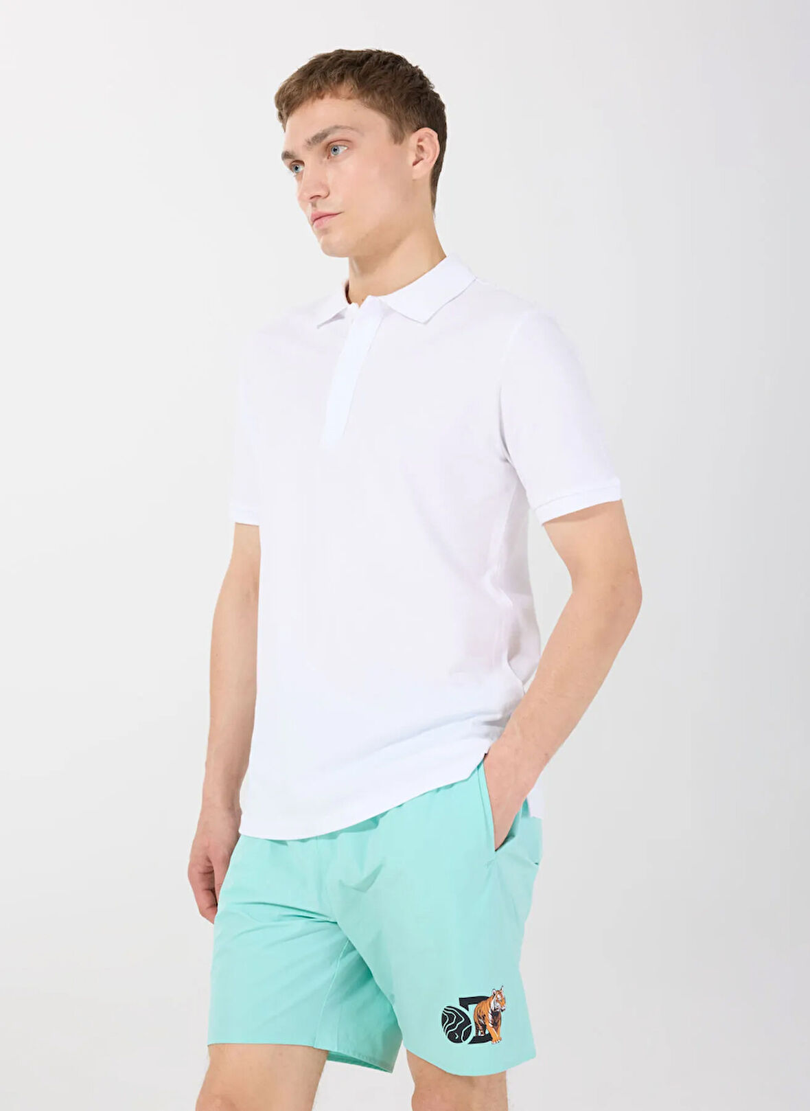 Discovery Expedition D5SM-MY 3403 Mint Baskılı Erkek Şort Mayo