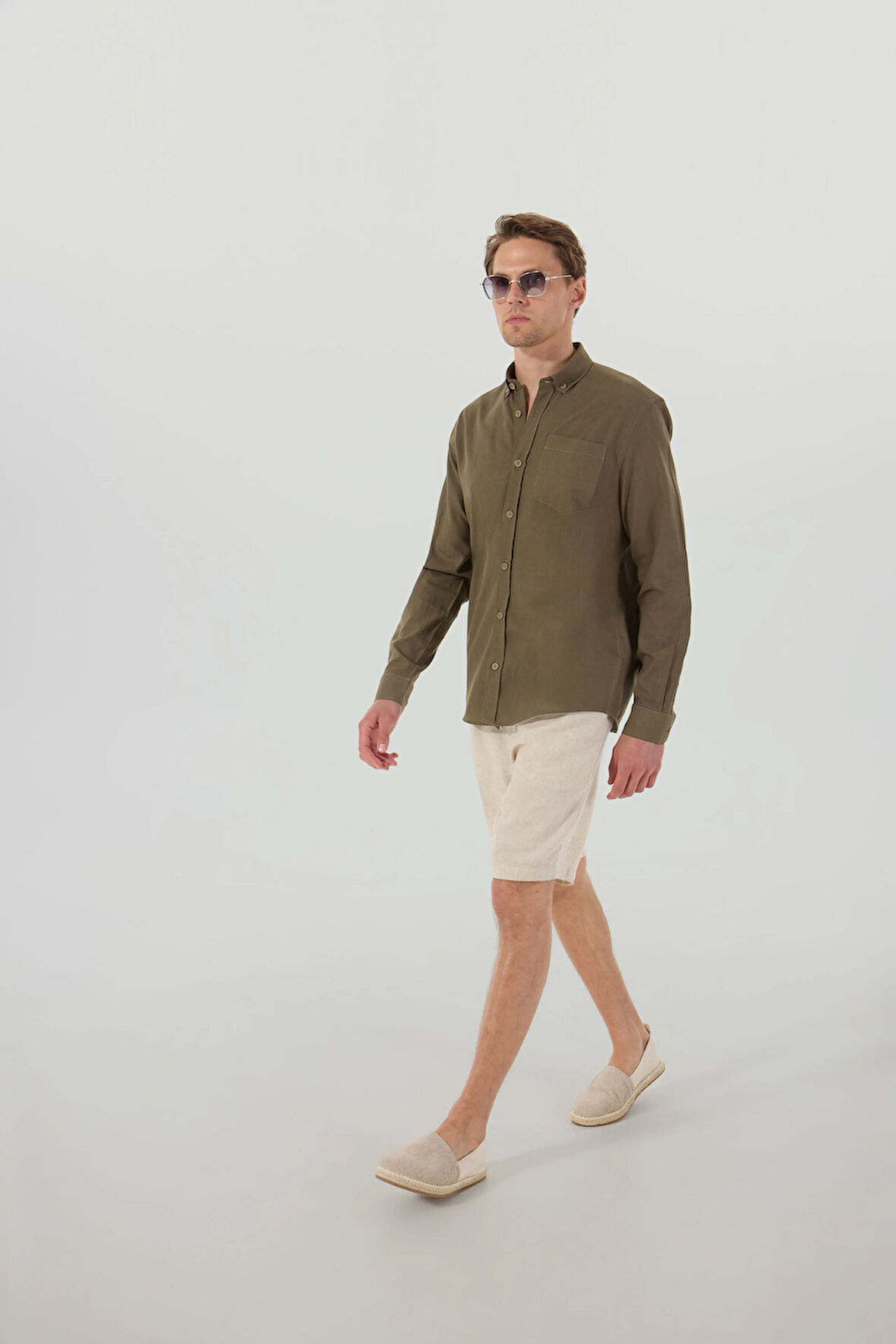 People By Fabrika Bağlamalı Bel Basic Bej Erkek Bermuda Şort PBF5SM-SHT 9540