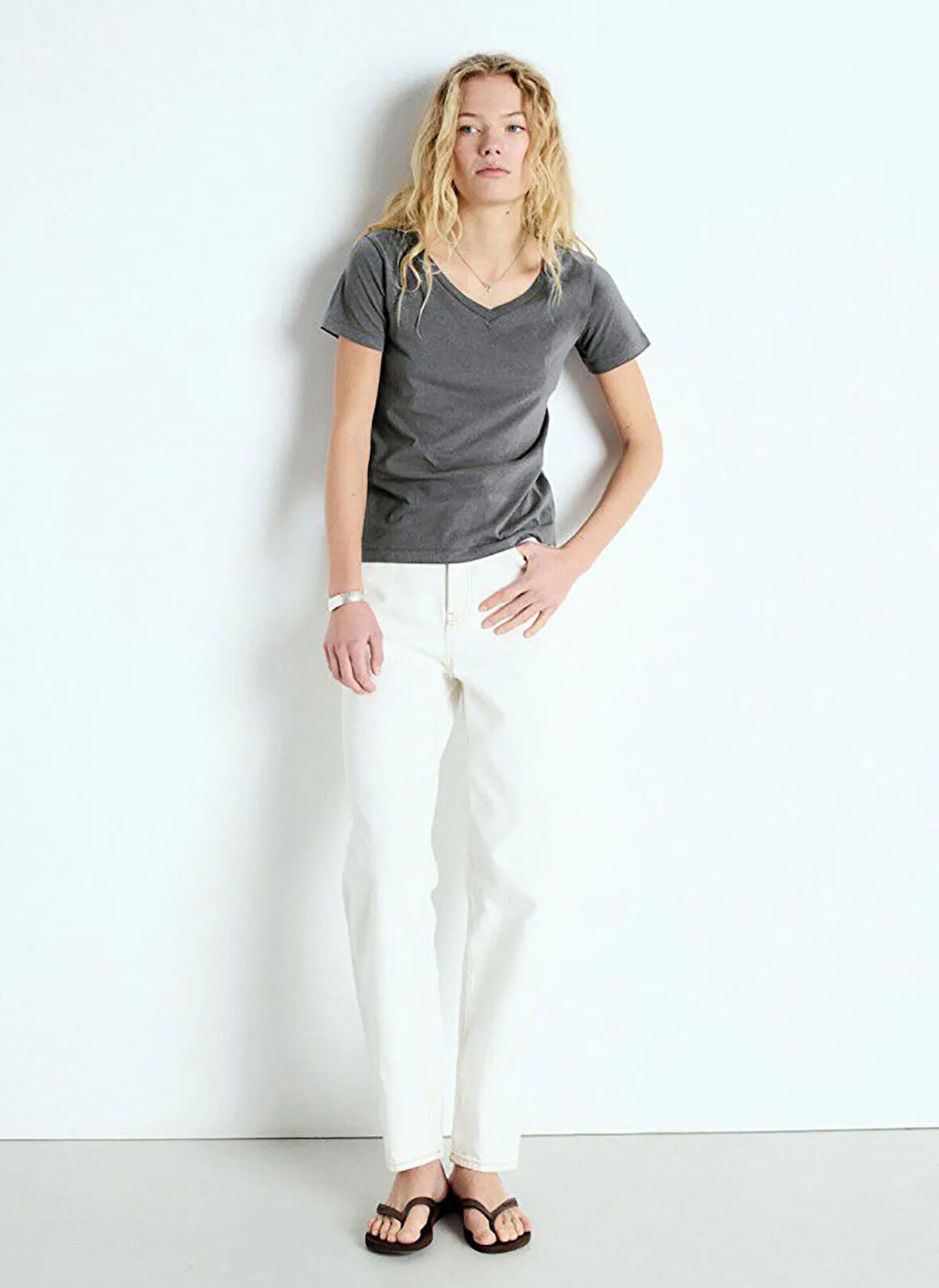 Lacivert Kadın Oversize T-Shirt GAMI02DE25_ACIER