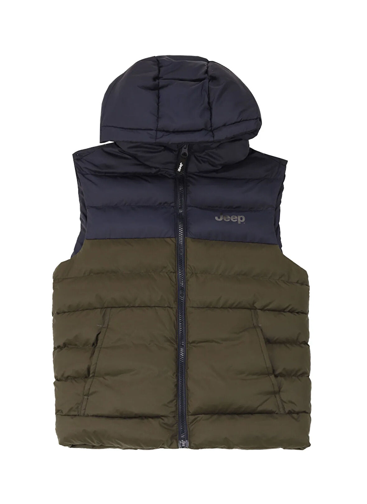 Haki Erkek Çocuk Kapüşon Yaka Relaxed Fit Baskılı Puffer Yelek J4WB-YLK7717