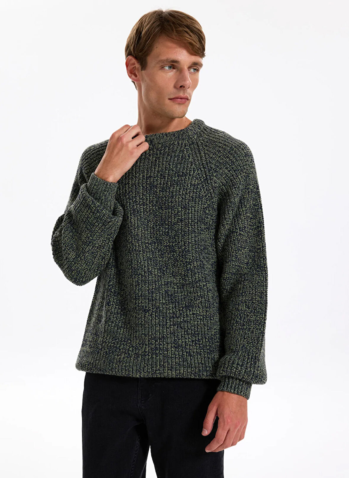 Jeep Bisiklet Yaka Relaxed Düz Haki Erkek Kazak J4WM-KZK4450