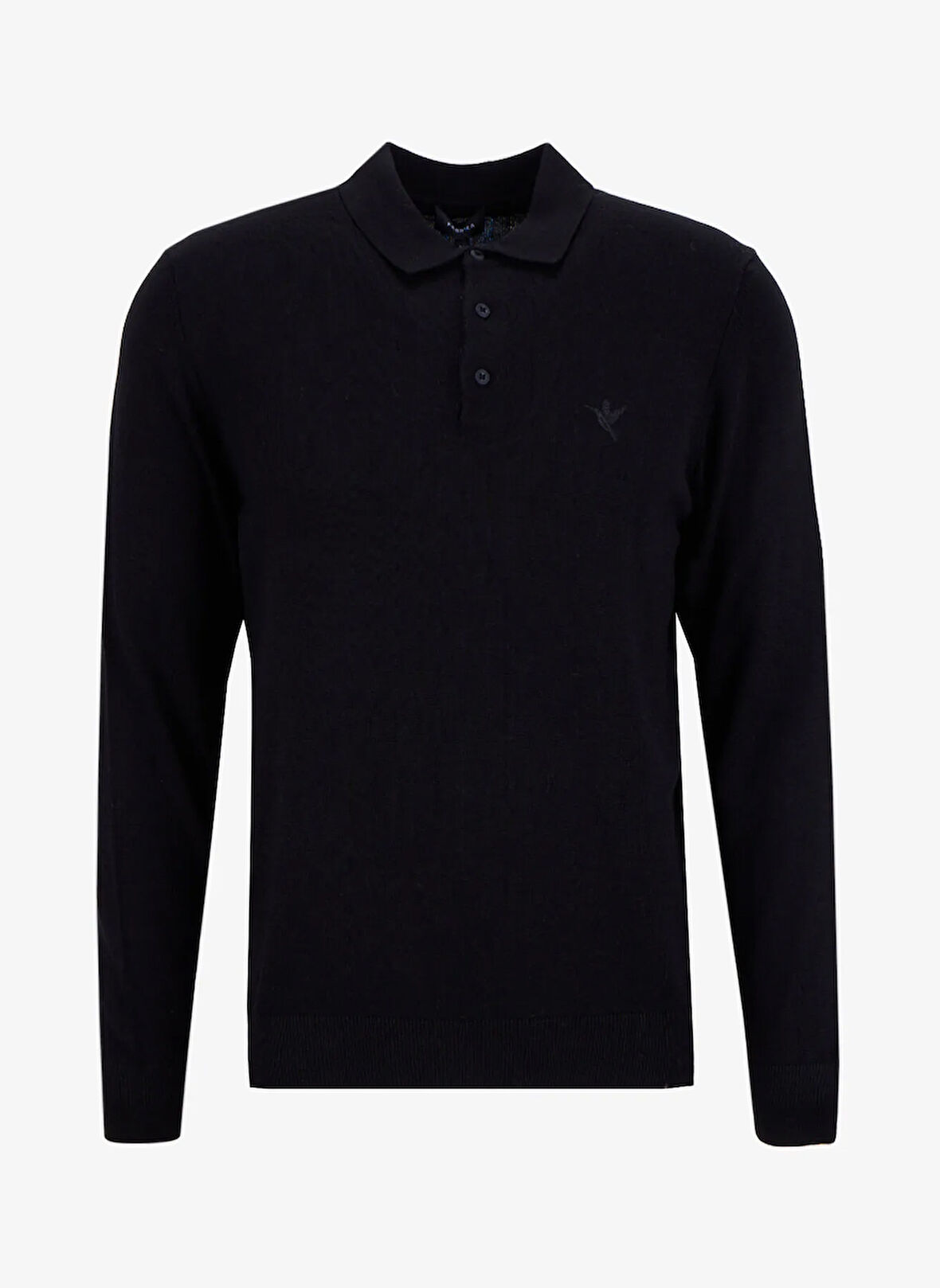 Fabrika Polo Yaka Basic Düz Siyah Erkek Kazak F5WM-KZK 2553