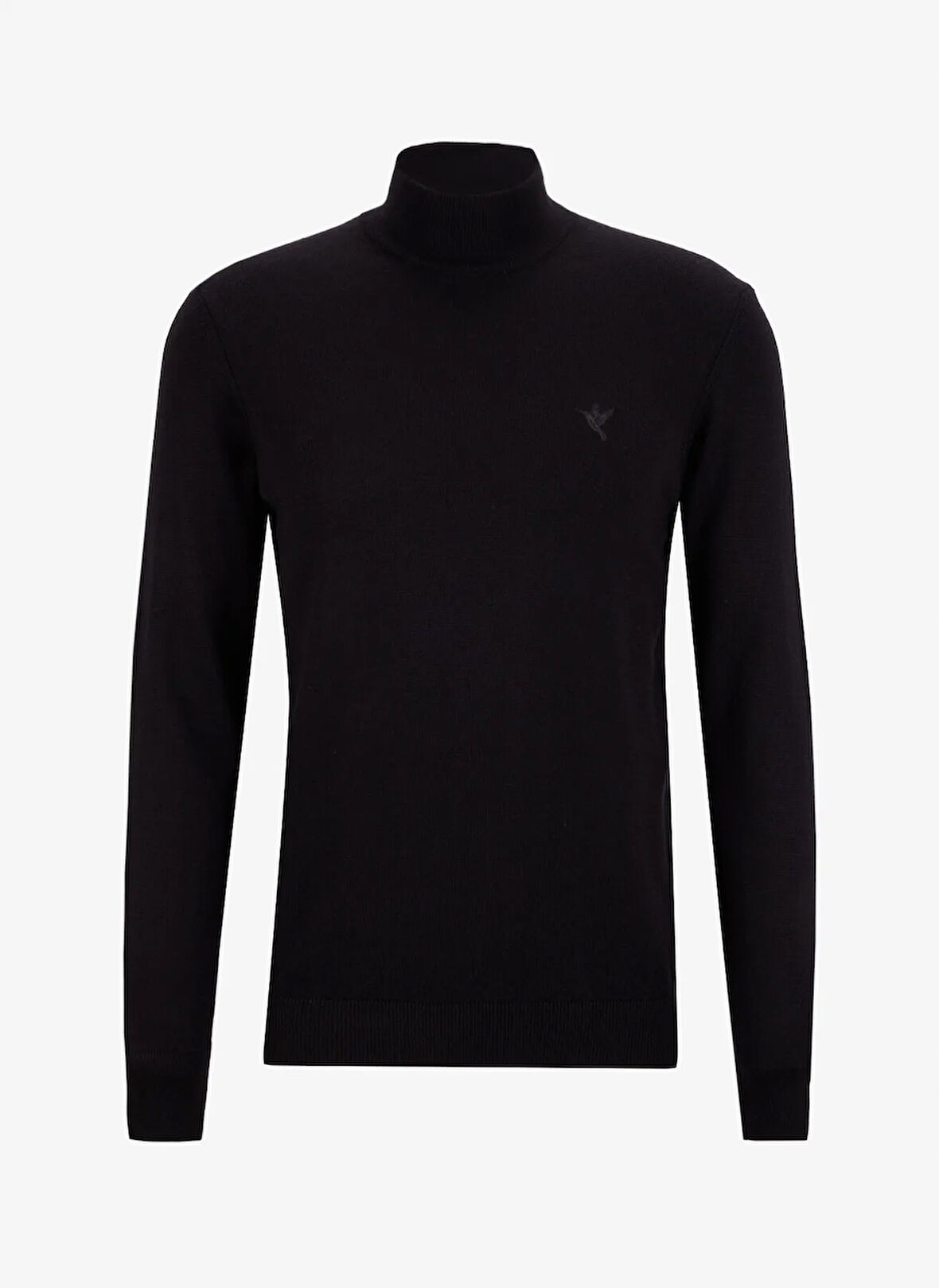 Fabrika Yarım balıkçı Yaka Basic Düz Siyah Erkek Kazak F5WM-KZK 2554