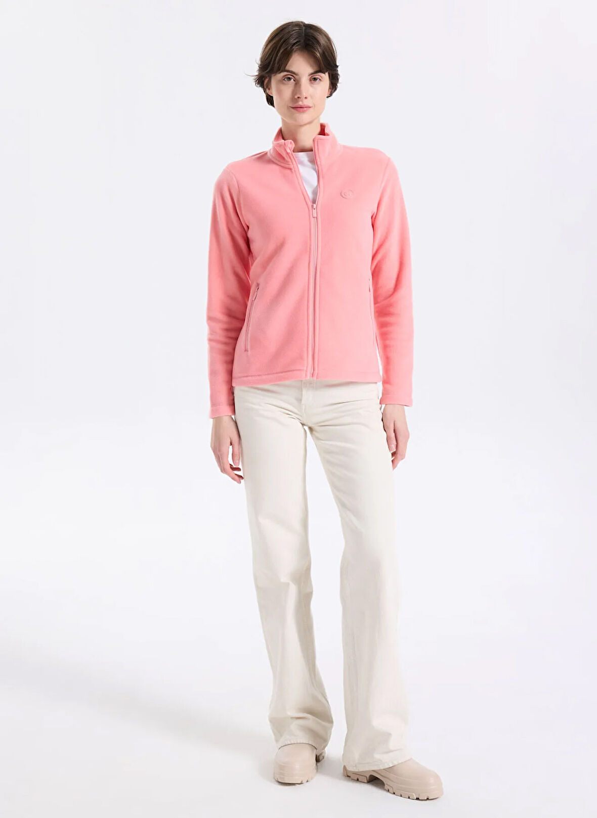 Discovery Expedition D5WL-SWT3303 Pembe Dik Yaka Basic Düz Kadın Polar Sweatshırt