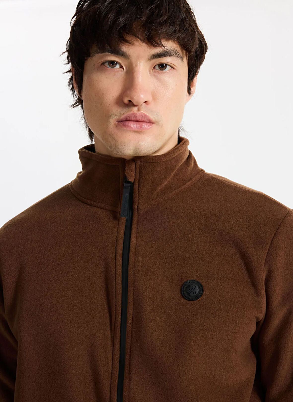 Discovery Expedition D5WM-SWT3301 Kahve Dik Yaka Basic Düz Erkek Polar Sweatshırt