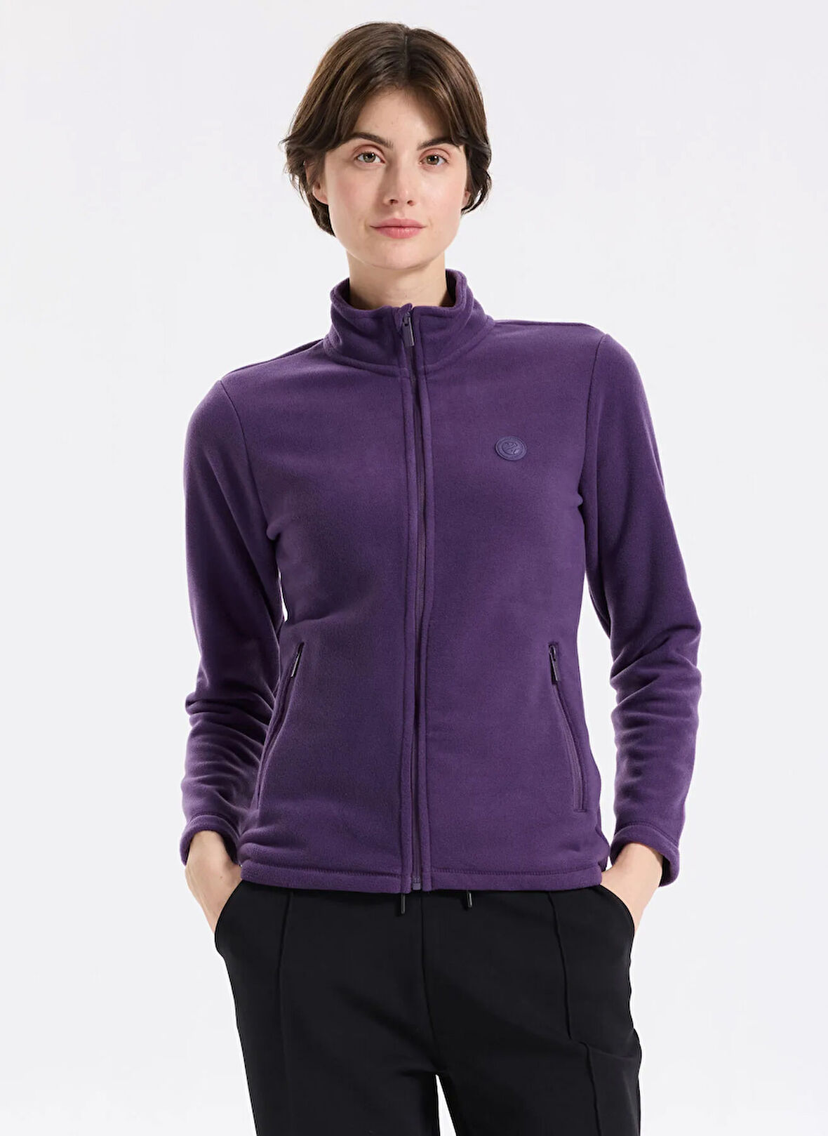 Discovery Expedition D5WL-SWT3303 Mor Dik Yaka Basic Düz Kadın Polar Sweatshırt