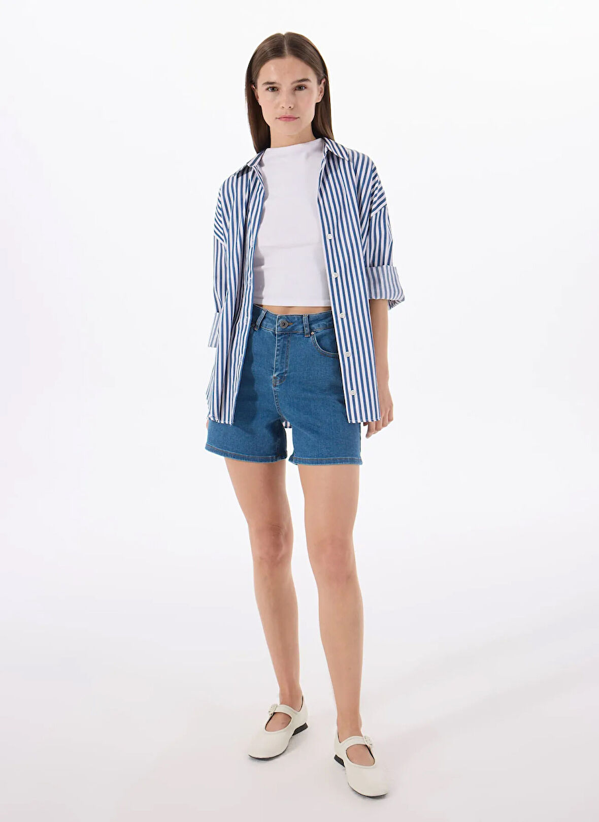 Limon Normal Bel Relaxed Lacivert Kadın Denim Şort L5SL-SRT9047