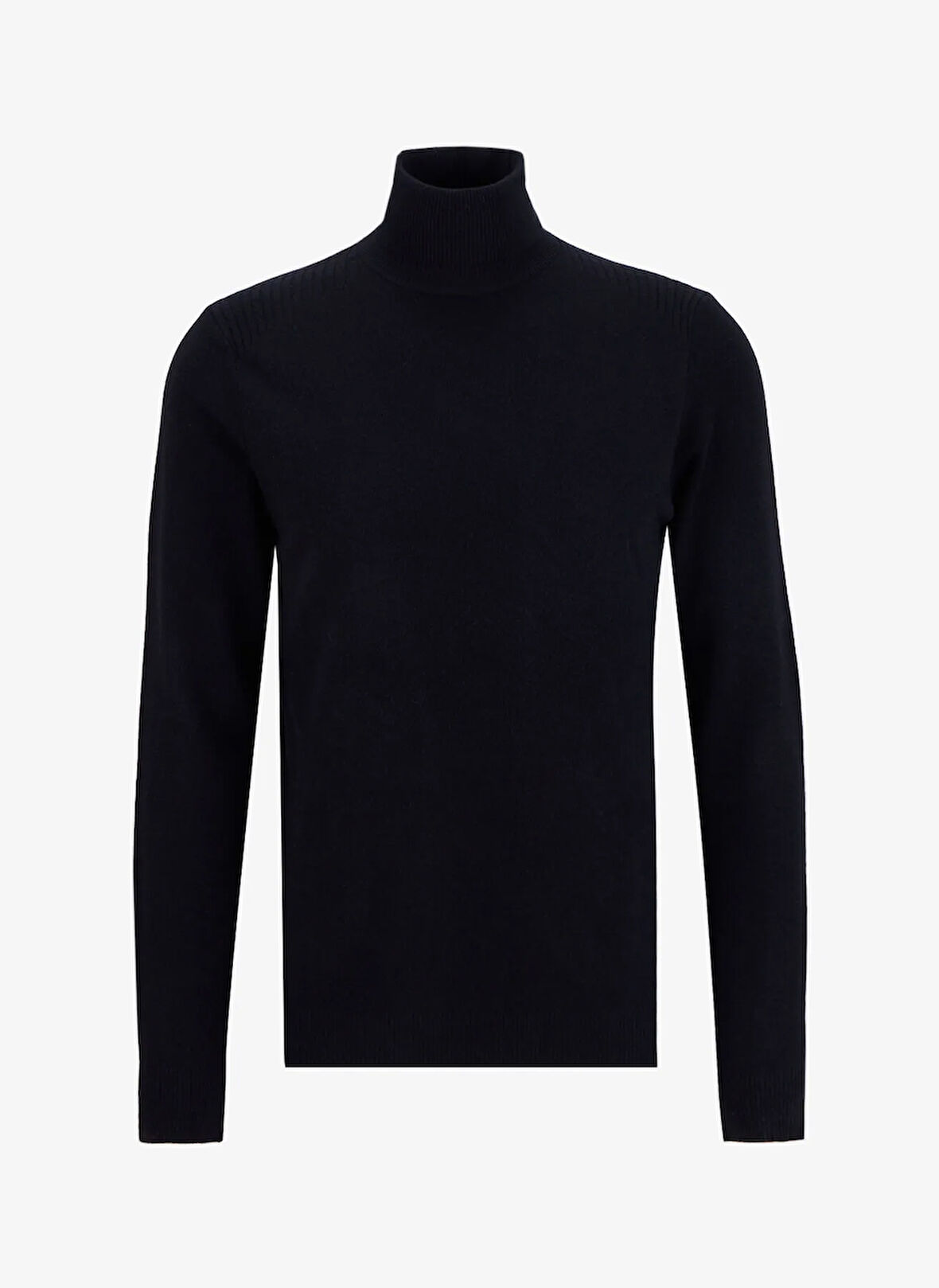 Fabrika Tam Balıkçı Yaka Slim Fit Düz Siyah Erkek Kazak F5WM-KZK 2524