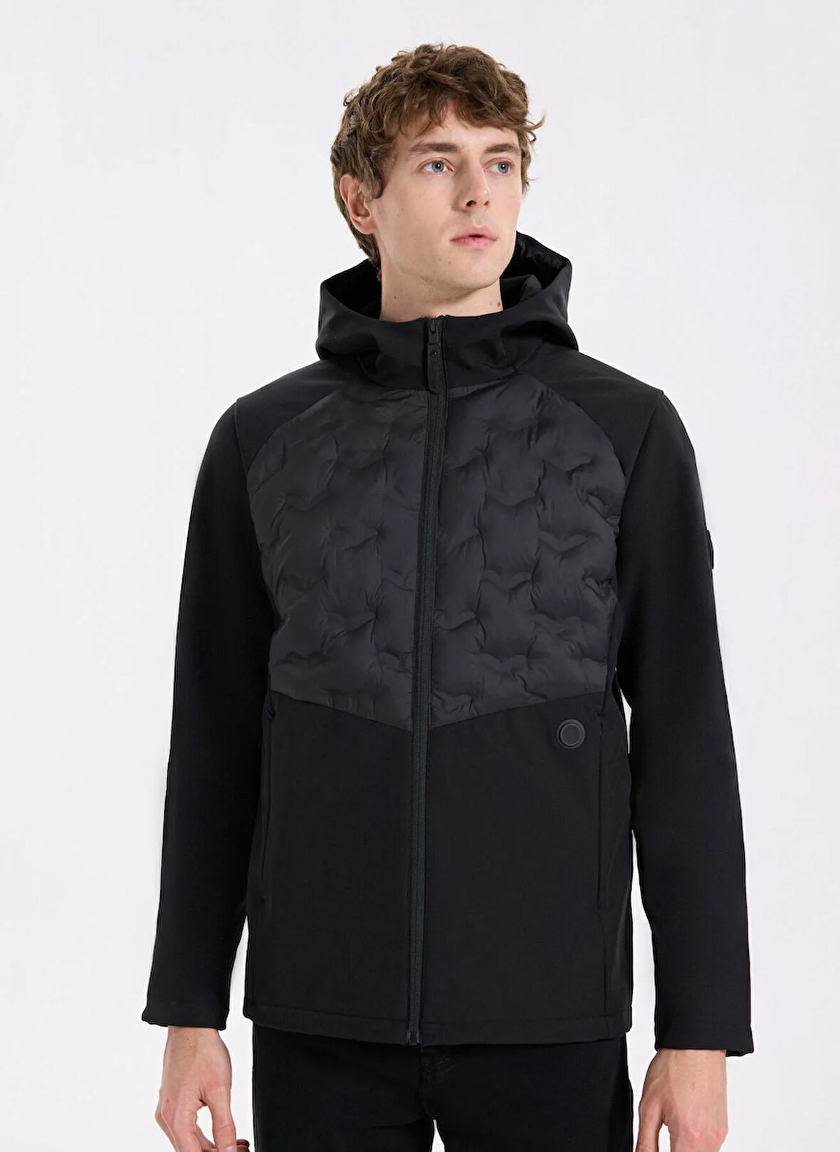 D5WM-MNT3716 Siyah Kapüşon Yaka Relaxed Fit Erkek Mont