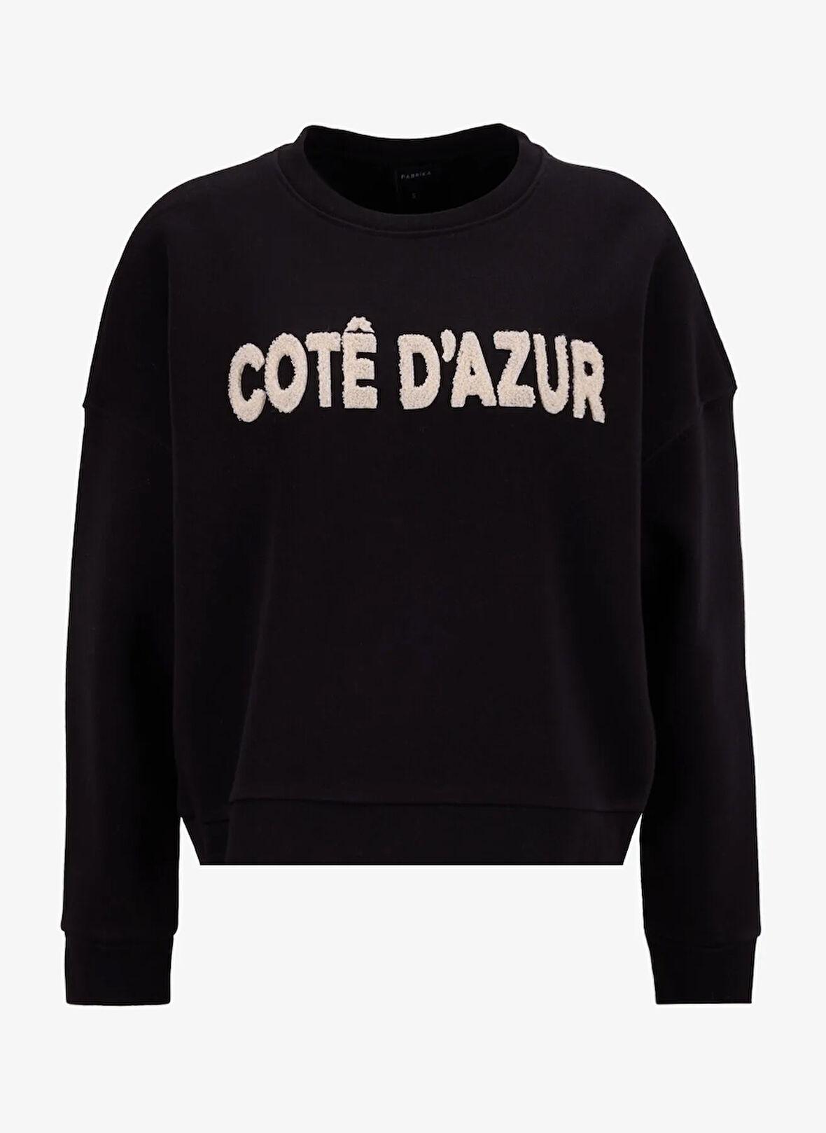 Fabrika Bisiklet Yaka Nakışlı Siyah Kadın Sweatshırt F5WL-SWT0230