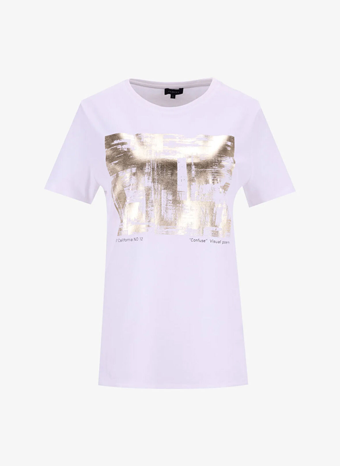 Fabrika Bisiklet Yaka Varaklı Beyaz Kadın T-Shirt F5WL-TST0238