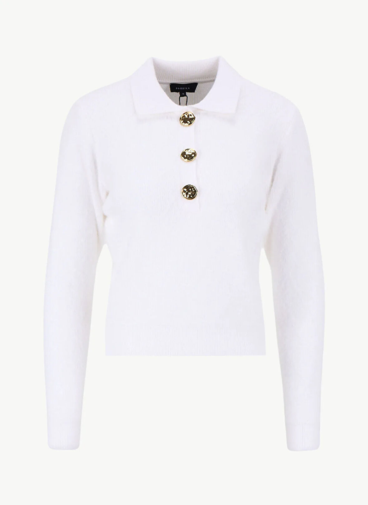 Fabrika Polo Yaka Relaxed Örgü Desenli Ekru Kazak Kadın F5WL-KZK0082