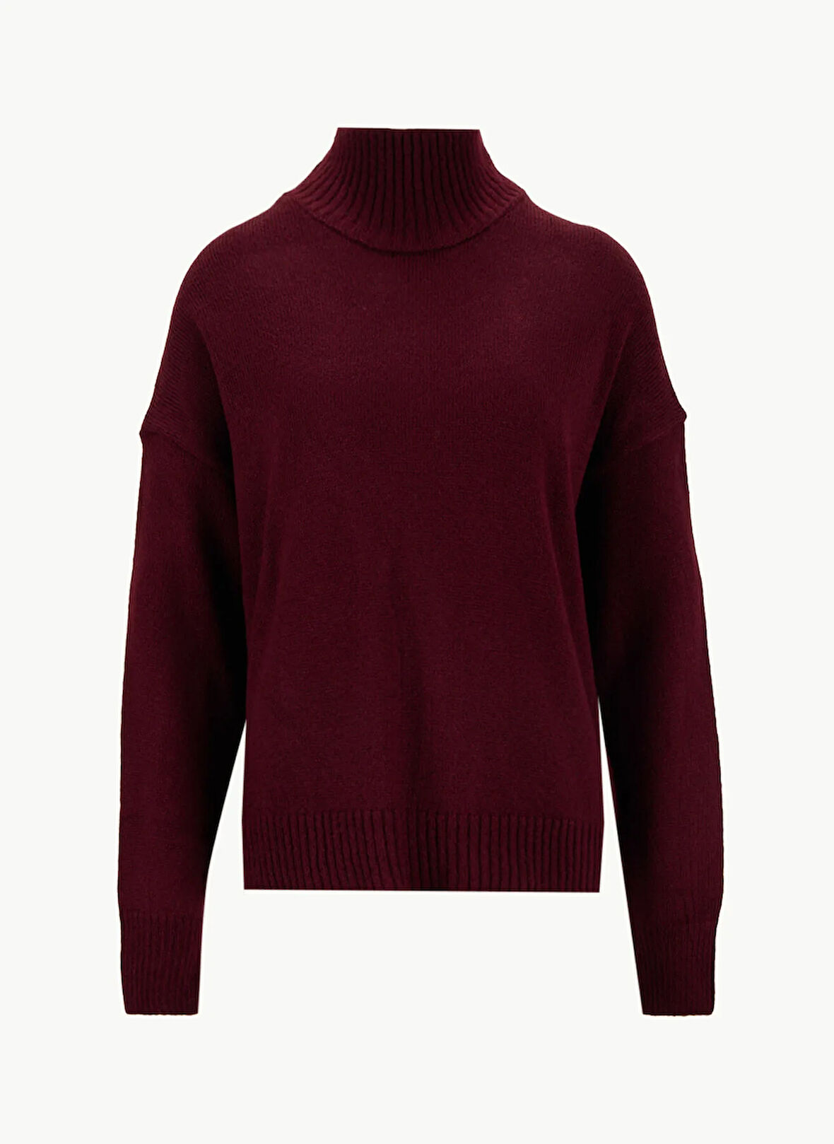 Fabrika Yarım balıkçı Yaka Relaxed Düz Bordo Kadın Kazak F5WL-KZK0405