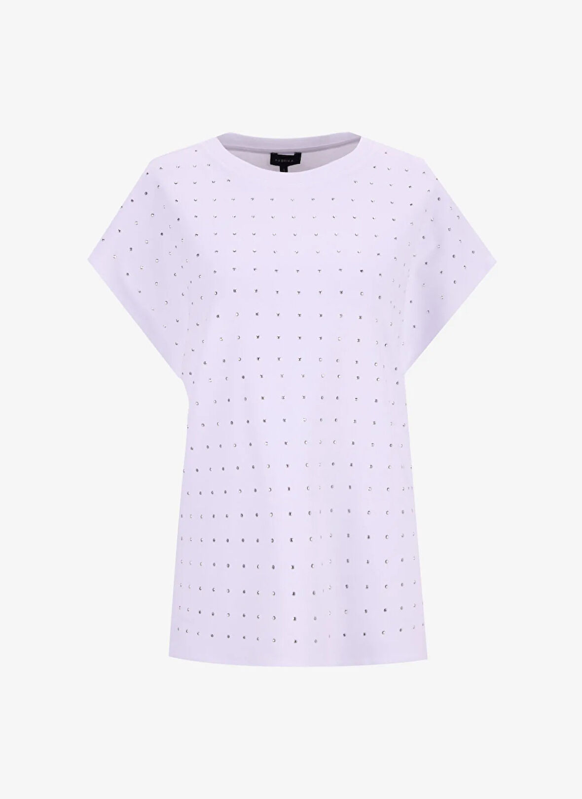 Fabrika Bisiklet Yaka Taşlı Beyaz Kadın T-Shirt F5WL-TST0247