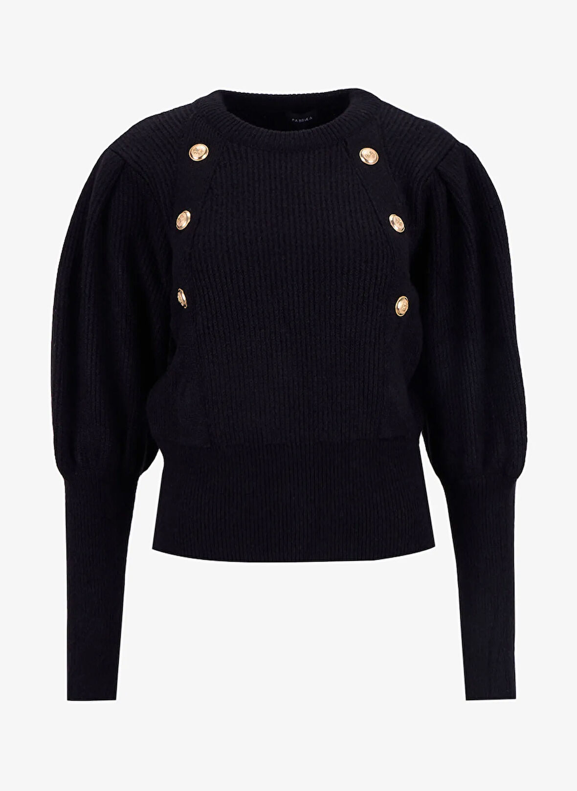 Fabrika Bisiklet Yaka Relaxed Fitilli Siyah Kazak Kadın F5WL-KZK0025