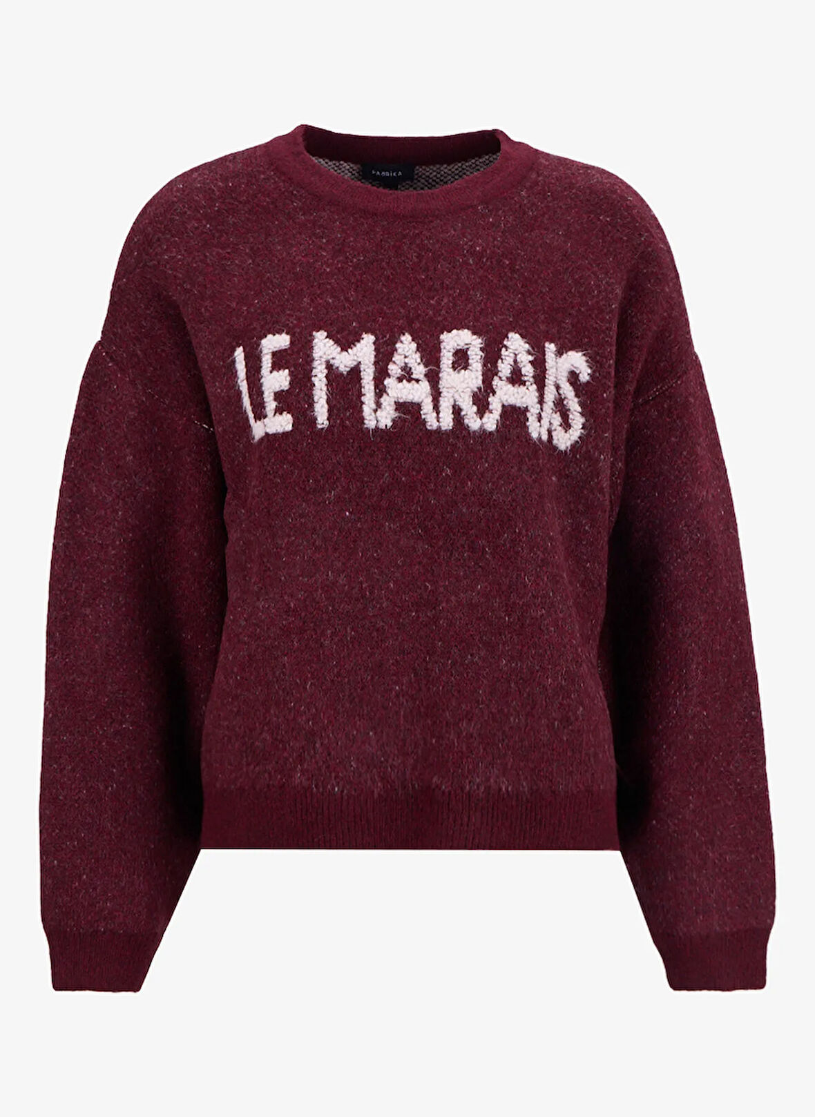 Fabrika Bisiklet Yaka Loose Fit Jakarlı Bordo Kazak Kadın F5WL-KZK0250