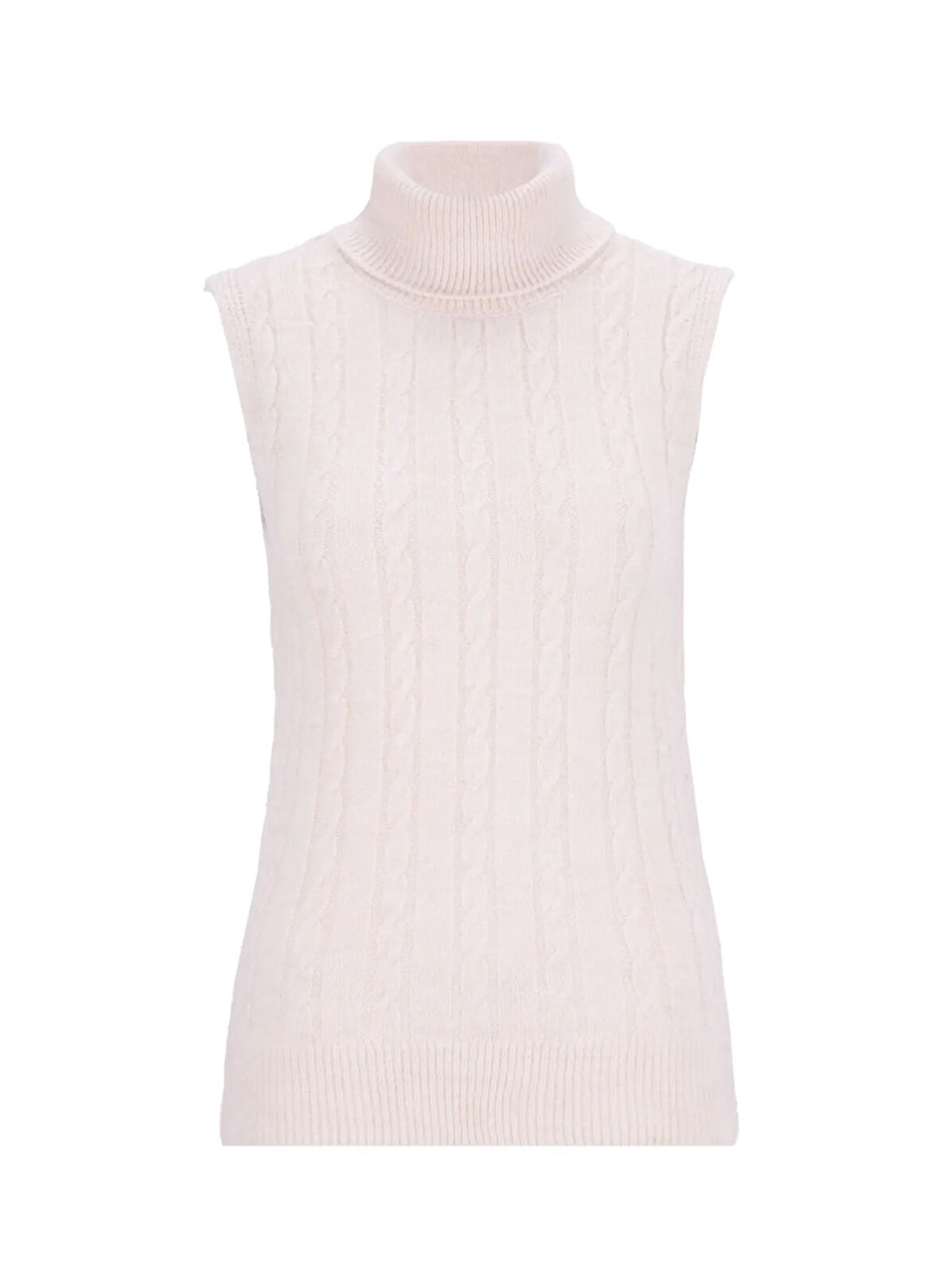 Fabrika Balıkçı Yaka Dar Saç Örgü Desenli Ekru Kazak Kadın F5WL-KZK0258