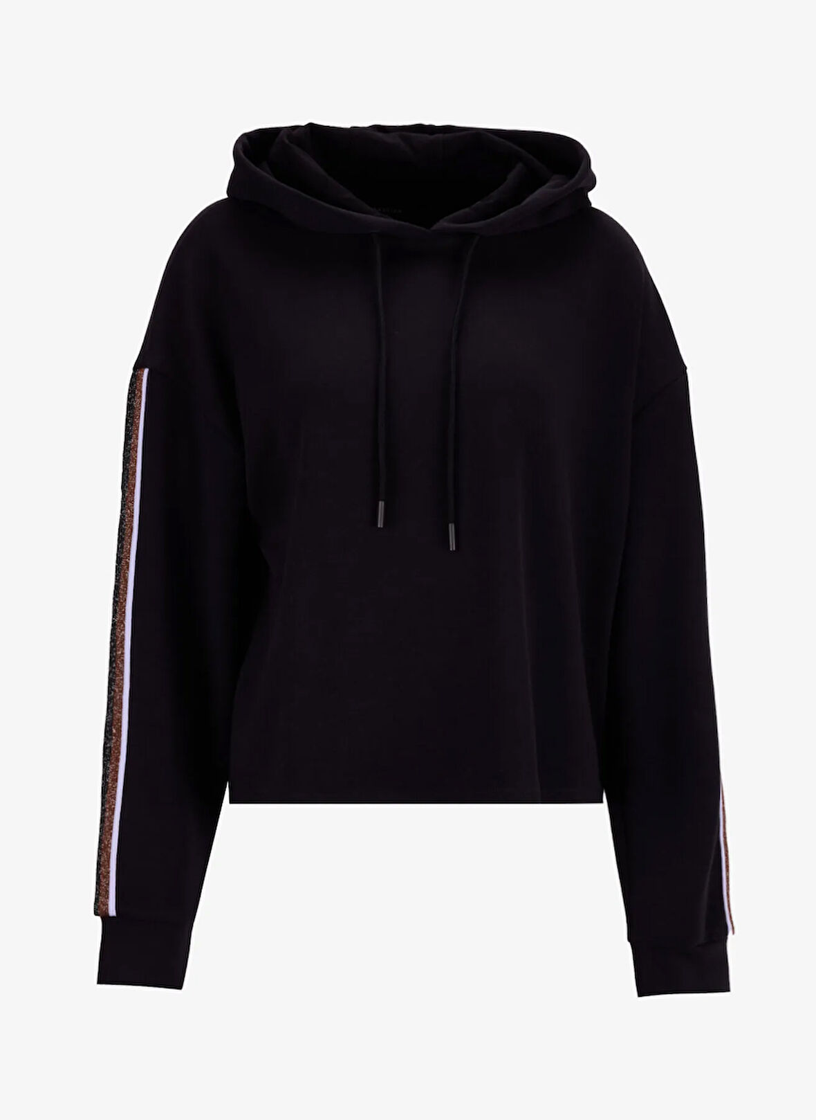 Fabrika Kapüşon Yaka Düz Siyah Kadın Sweatshırt F5WL-SWT0042