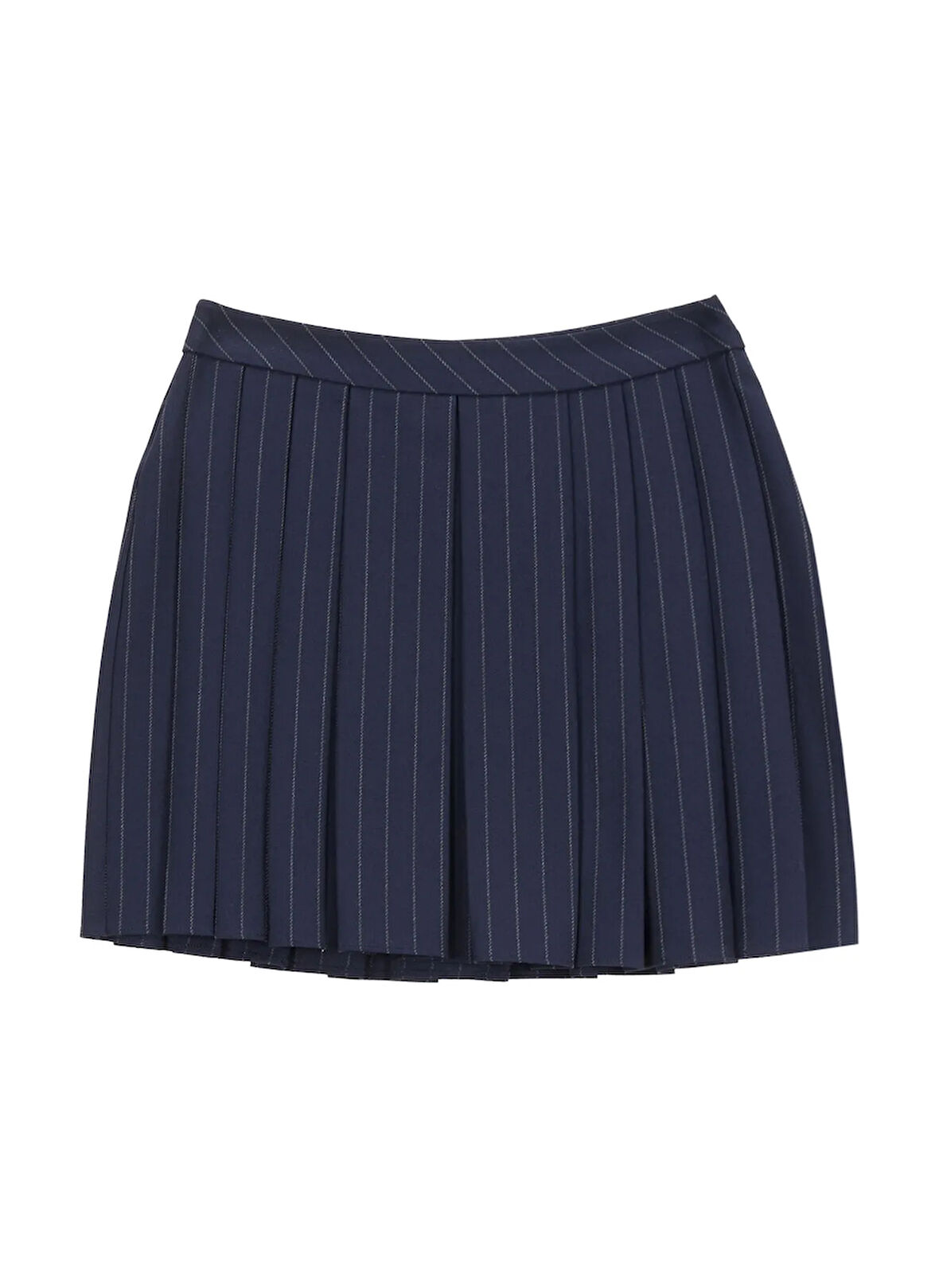Fabrika Normal Bel Lacivert - Gri Kadın Çizgili Mini Etek F5WL-ETK0060