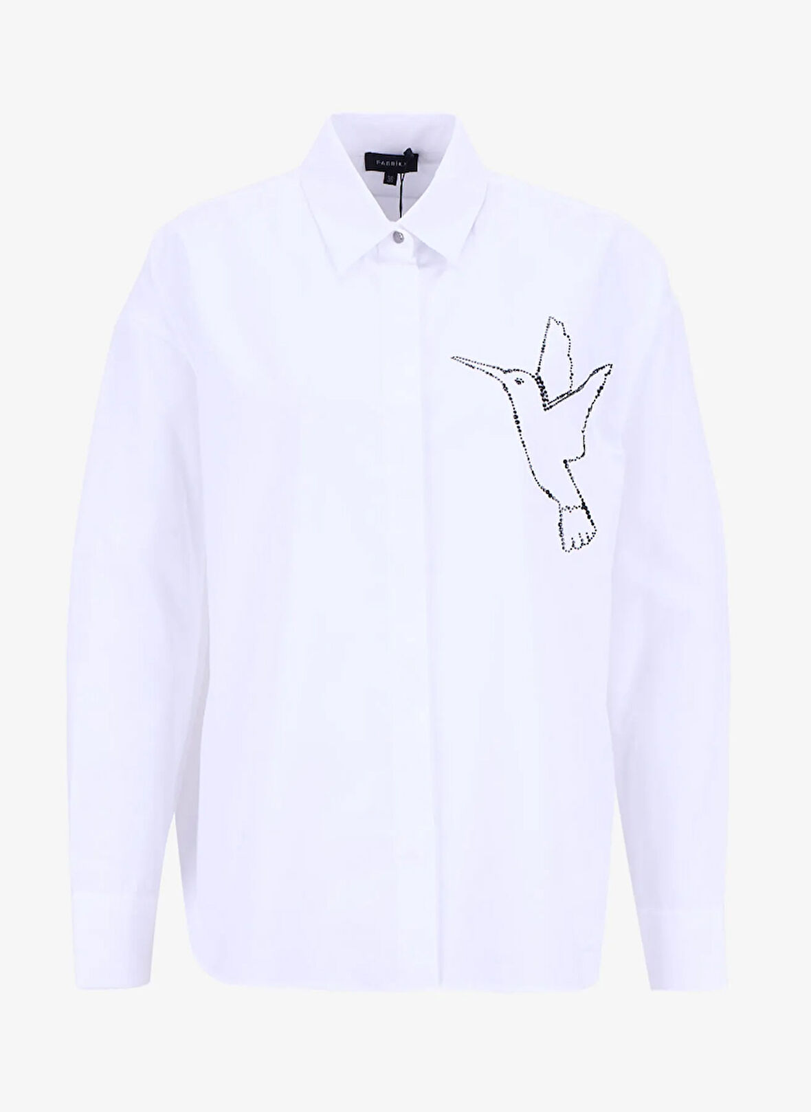 Fabrika Loose Fit Gömlek Yaka Taşlı Beyaz Kadın Gömlek F5WL-GML0100