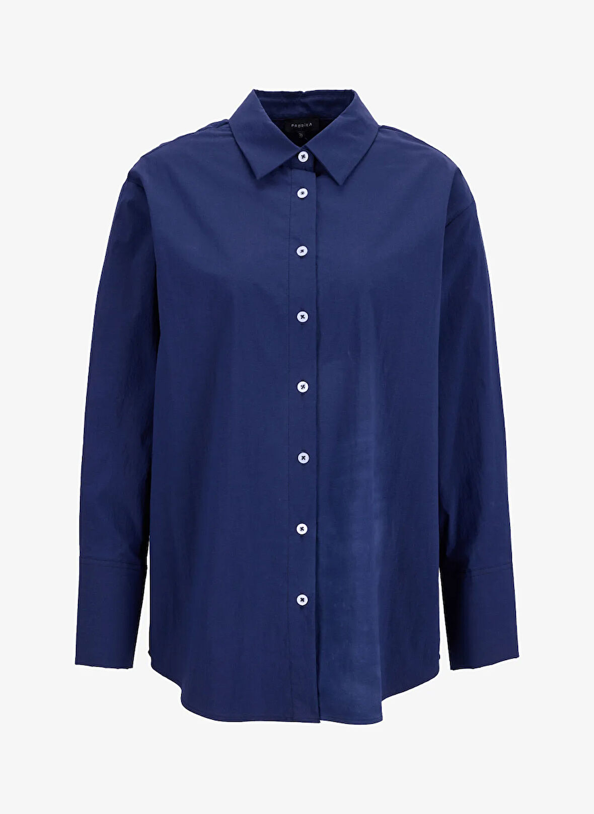 Fabrika Loose Fit Gömlek Yaka Düz Lacivert Kadın Gömlek F5WL-GML0105