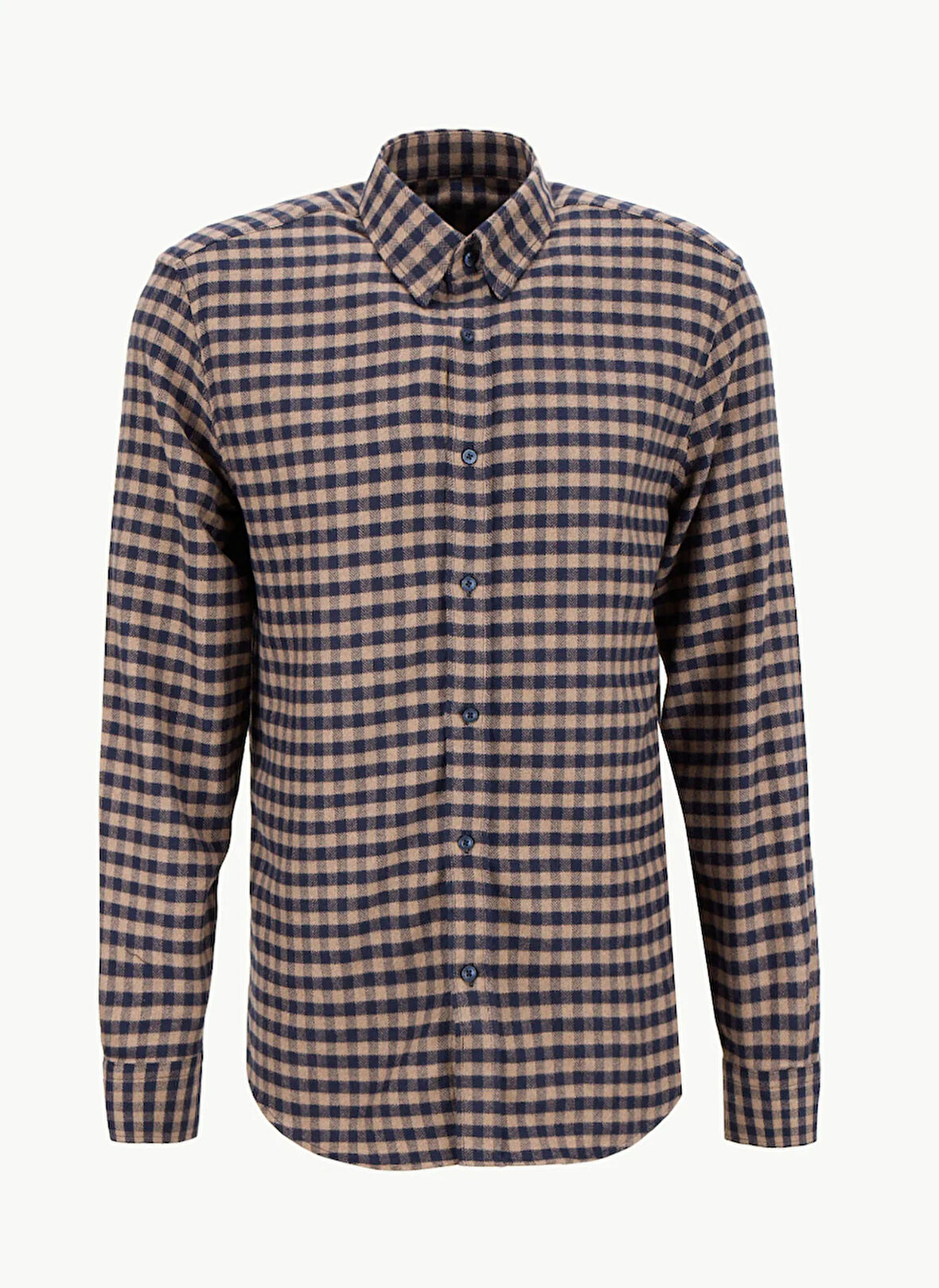 Fabrika Slim Fit Alttan Britli Yaka Ekose Lacivert Erkek Gömlek F5WM-GML 2508