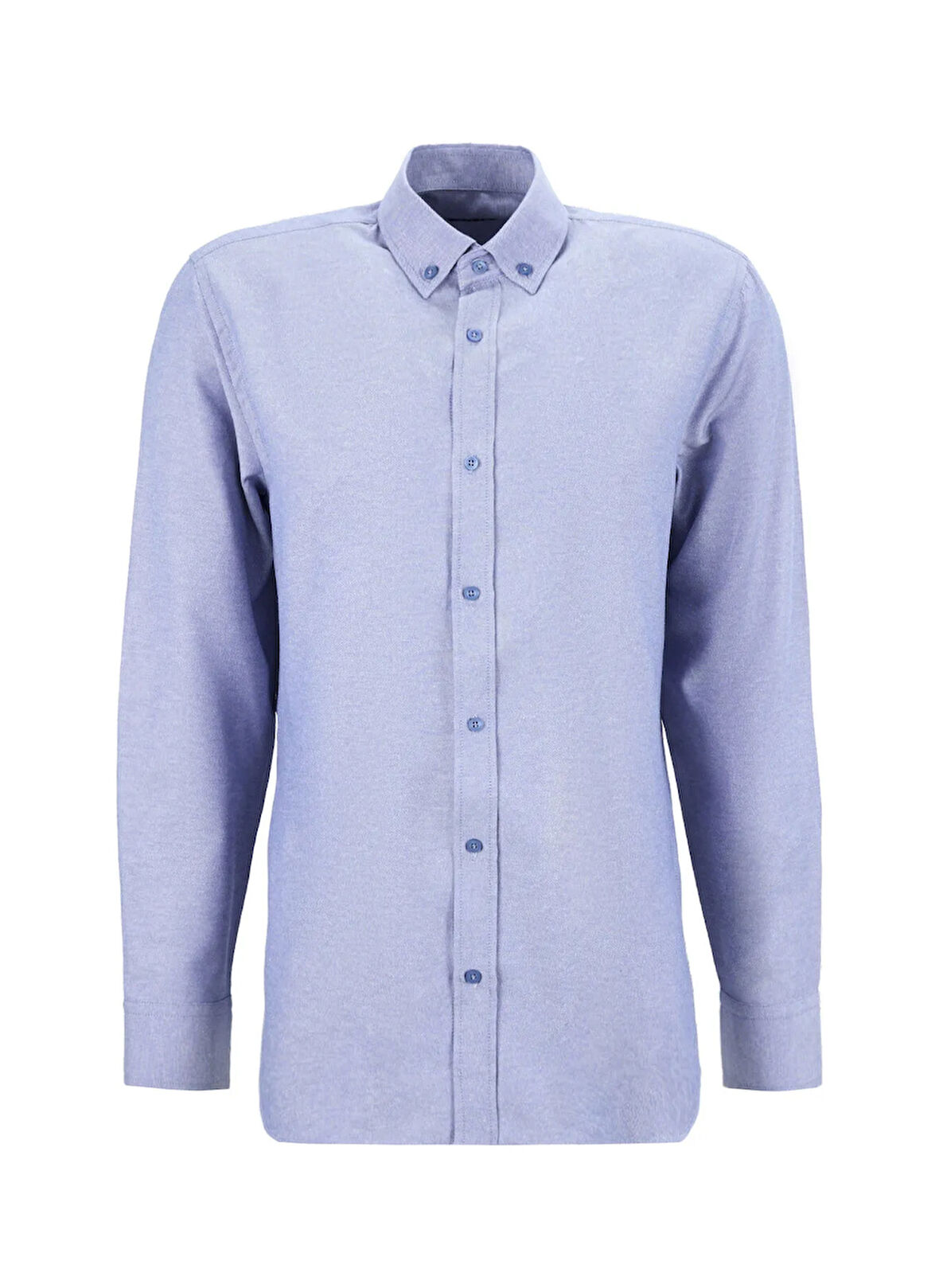 Fabrika Slim Fit Düğmeli Yaka Armürlü Mavi Erkek Gömlek MAYDOS-Y 430