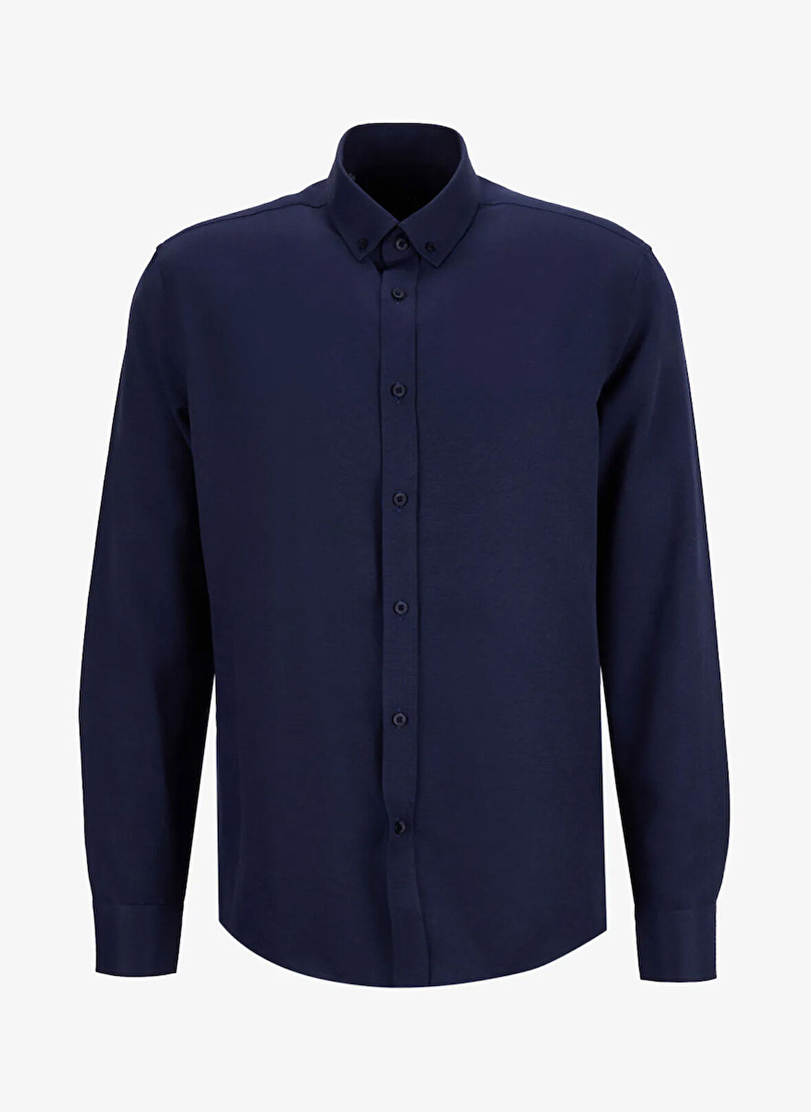 Fabrika Slim Fit Düğmeli Yaka Armürlü Lacivert Erkek Gömlek MAYDOS-Y 401