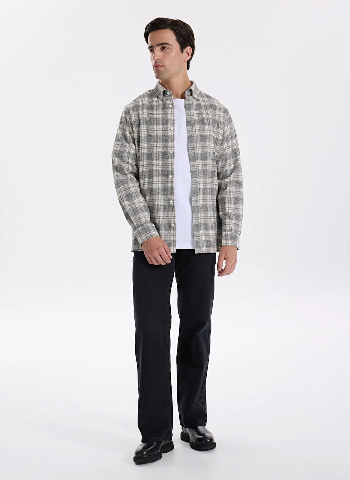 Fabrika Yüksek Bel Geniş Paça Straight Siyah Kadın Denim Pantolon F5WL-PNT0189