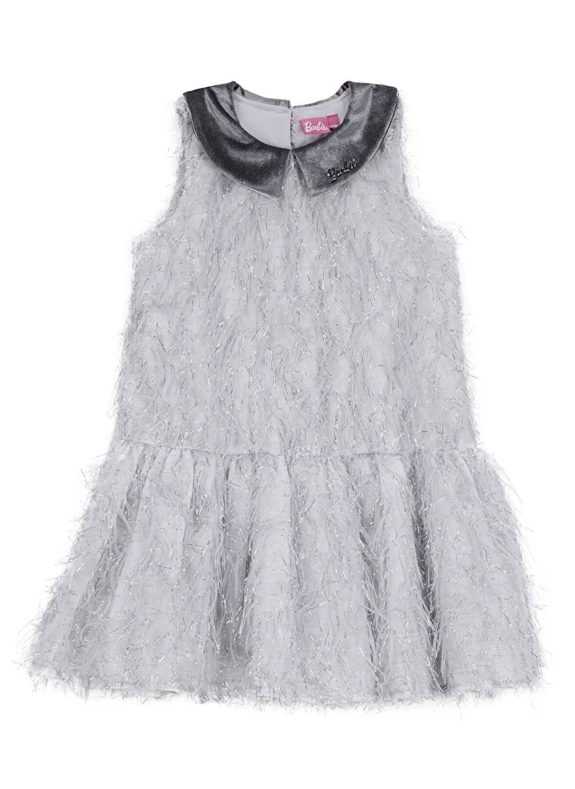 Barbie Pullu Gri Kız Çocuk Abiye Elbise BRB5WG-ELB6666