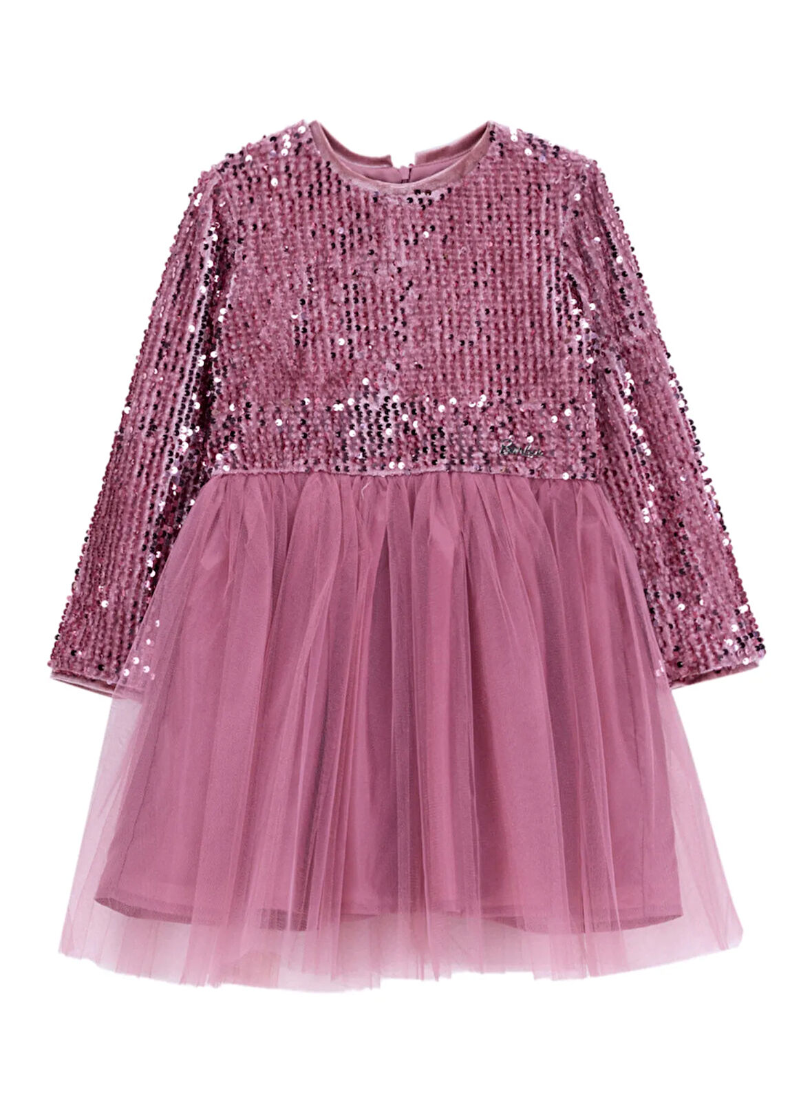 Barbie Pullu Pembe Kız Çocuk Abiye Elbise BRB5WG-ELB6661