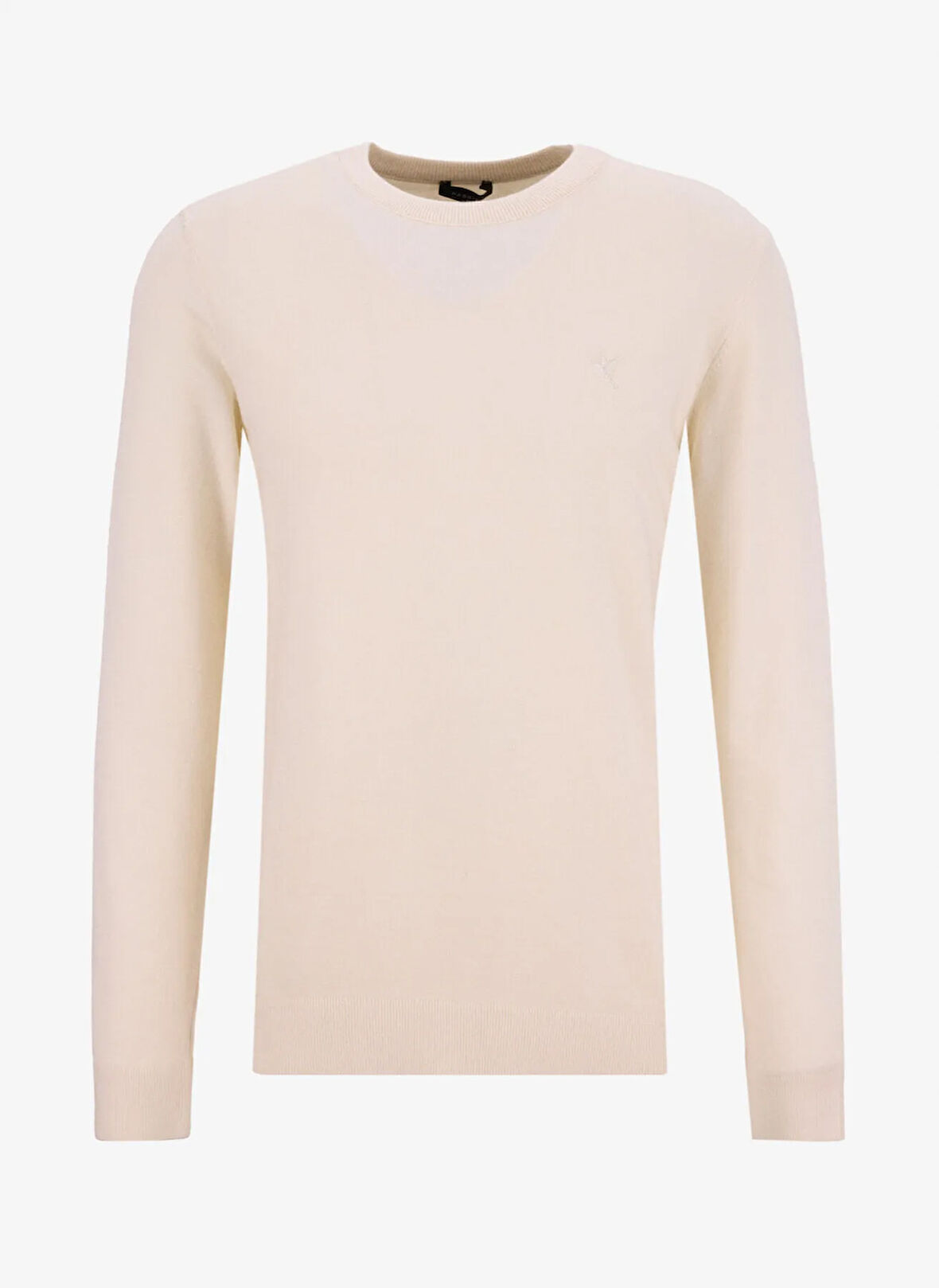 Fabrika Bisiklet Yaka Slim Fit Düz Ekru Erkek Kazak F5WM-KZK 2883